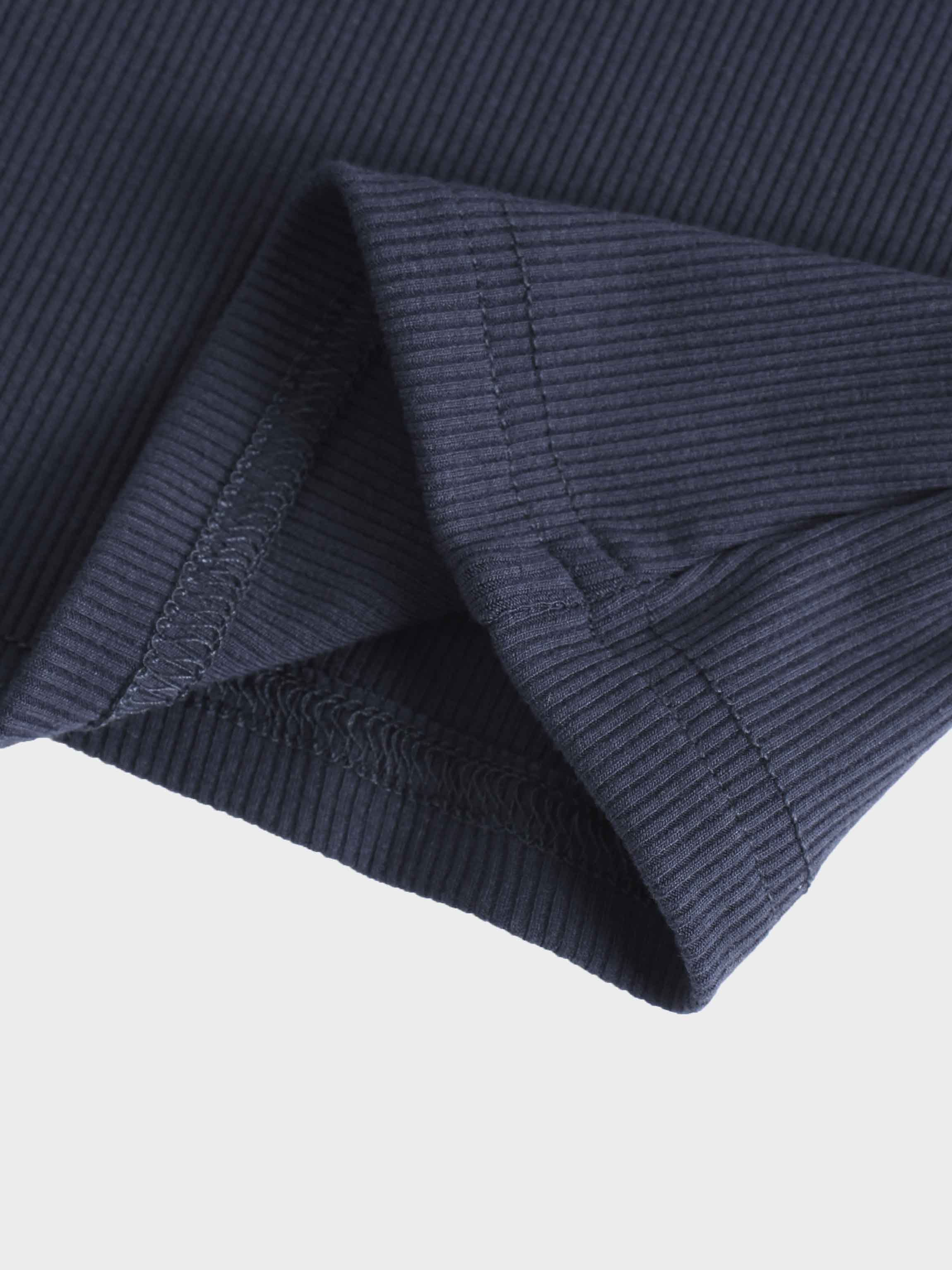 RIBBED HIGH V TEE LS-DENIM BLUE