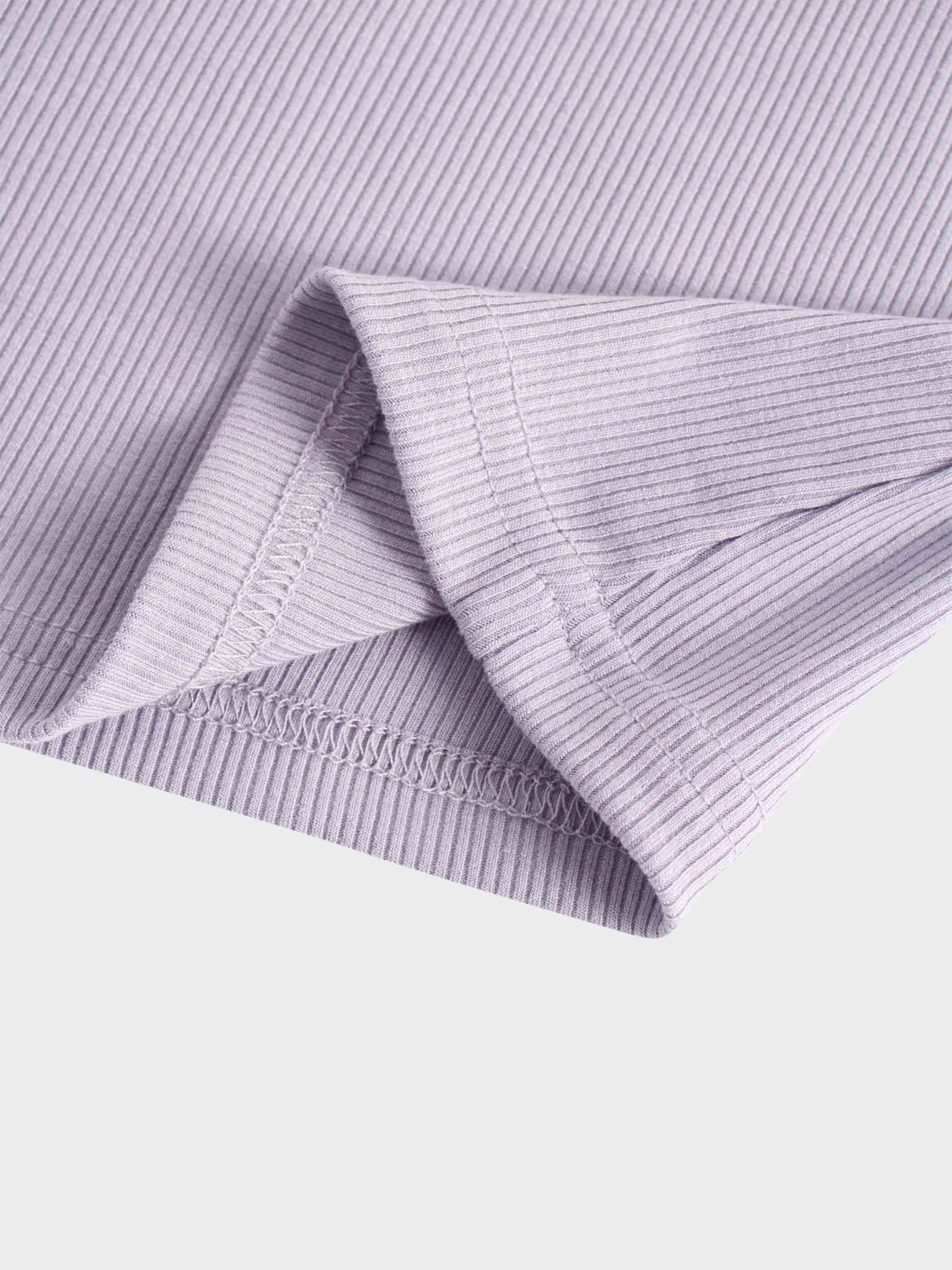 RIBBED HIGH V TEE LS-LILAC