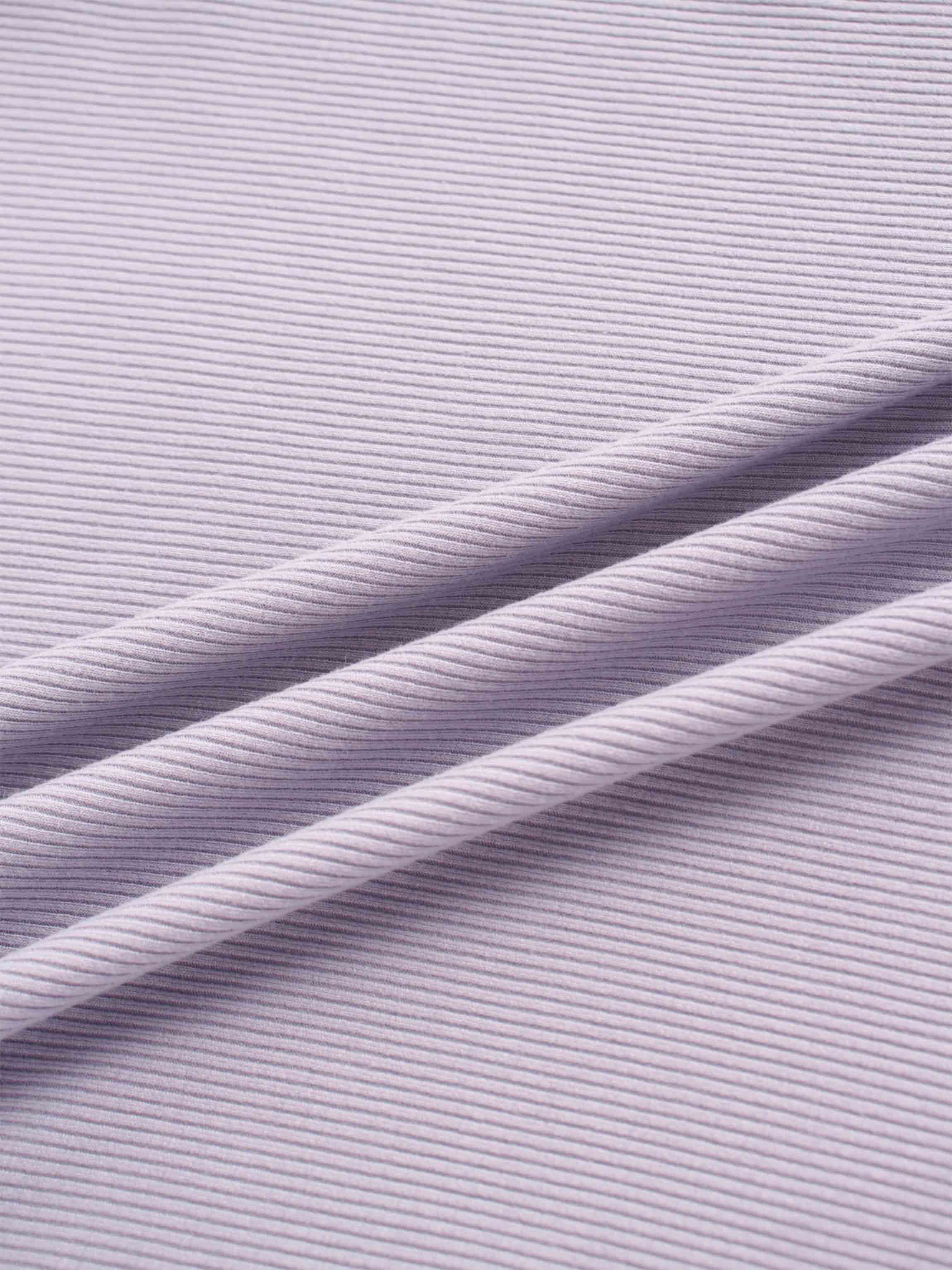 RIBBED HIGH V TEE LS-LILAC