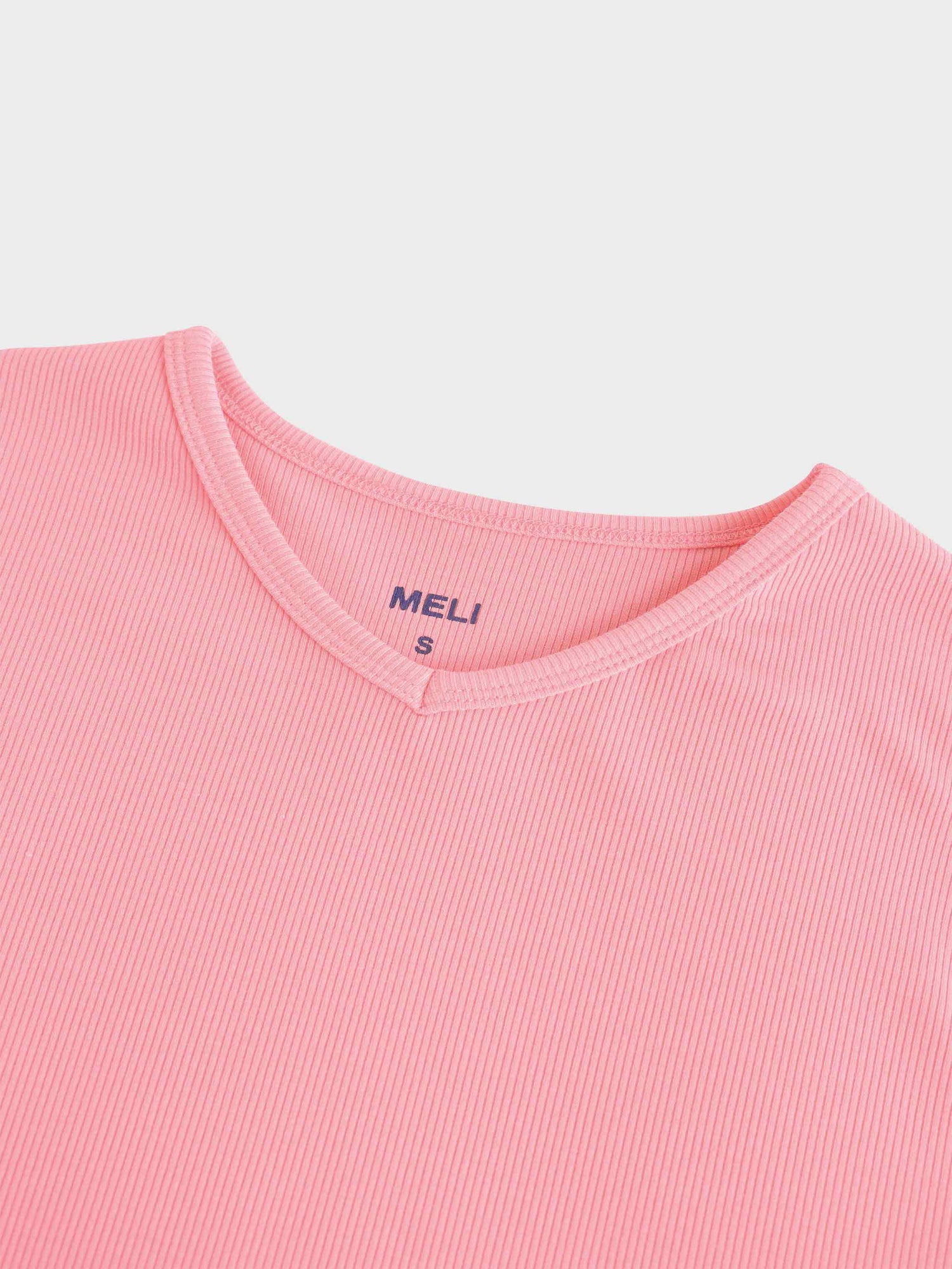 RIBBED HIGH V TEE LS-SO PINK