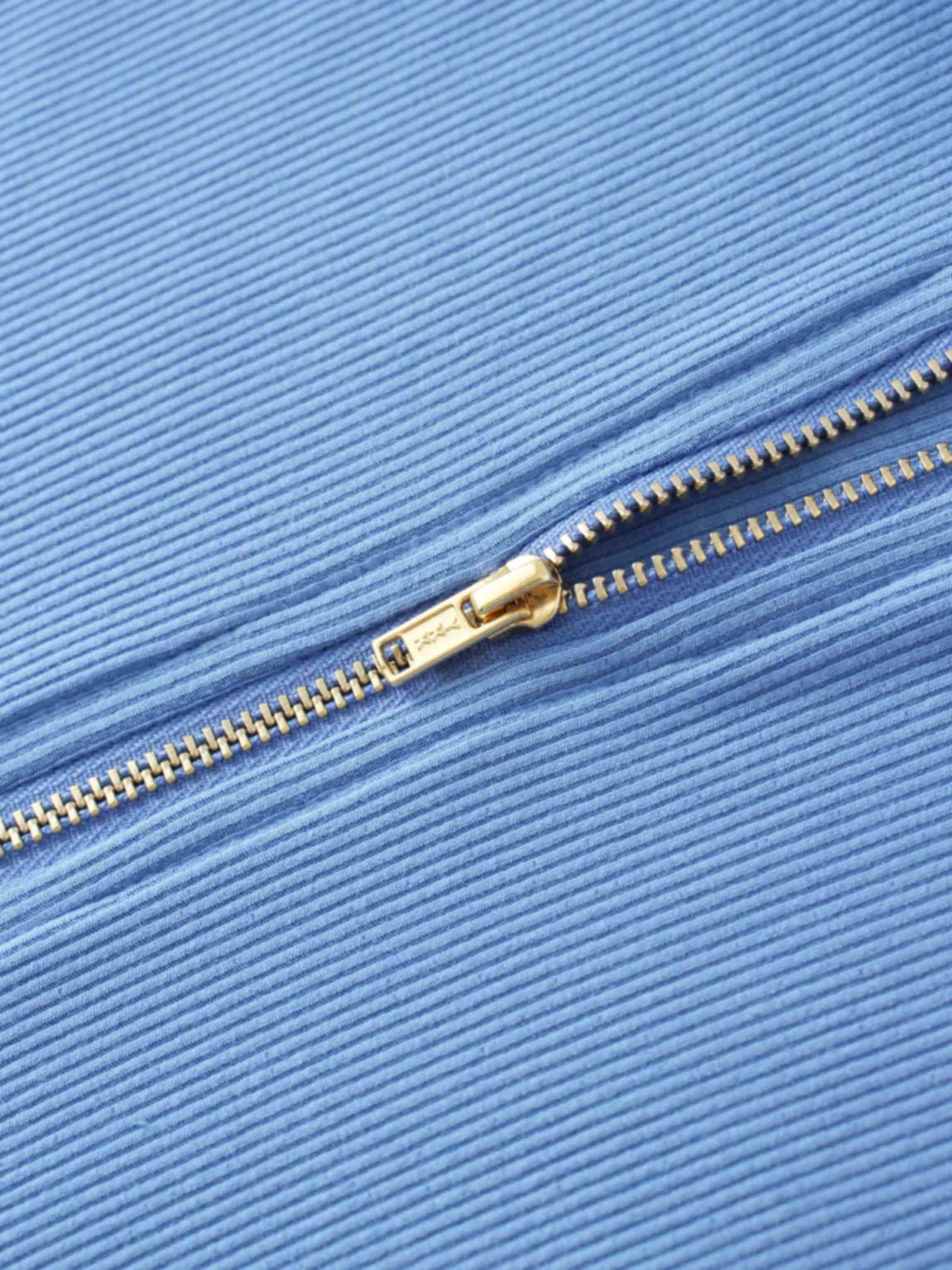 Ribbed Half Zip Hoodie Tee-Periwinkle Blue