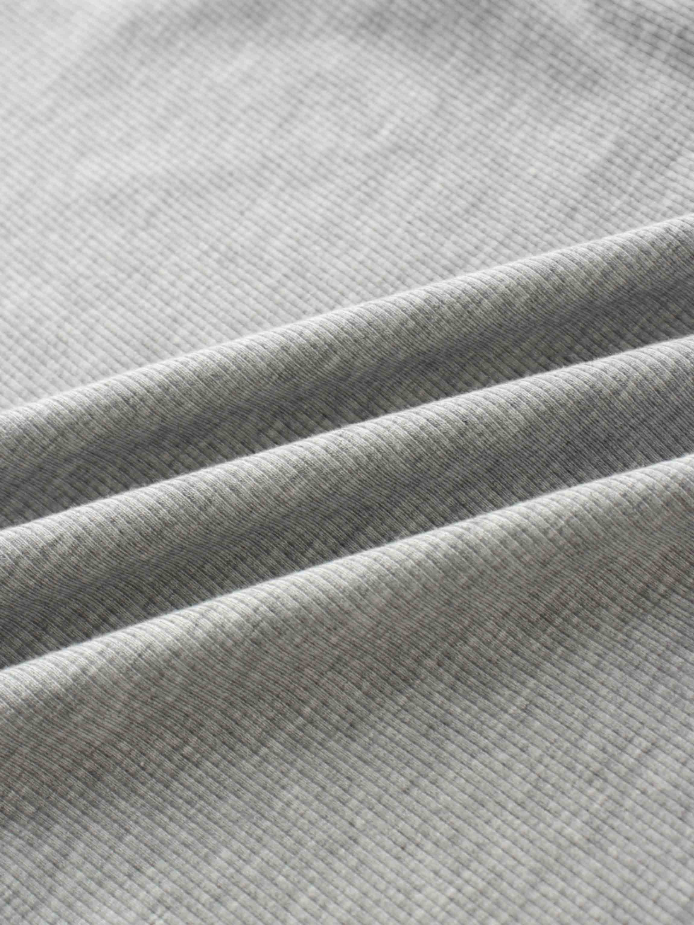 Ribbed Half Zip Hoodie Tee-Heathered Grey