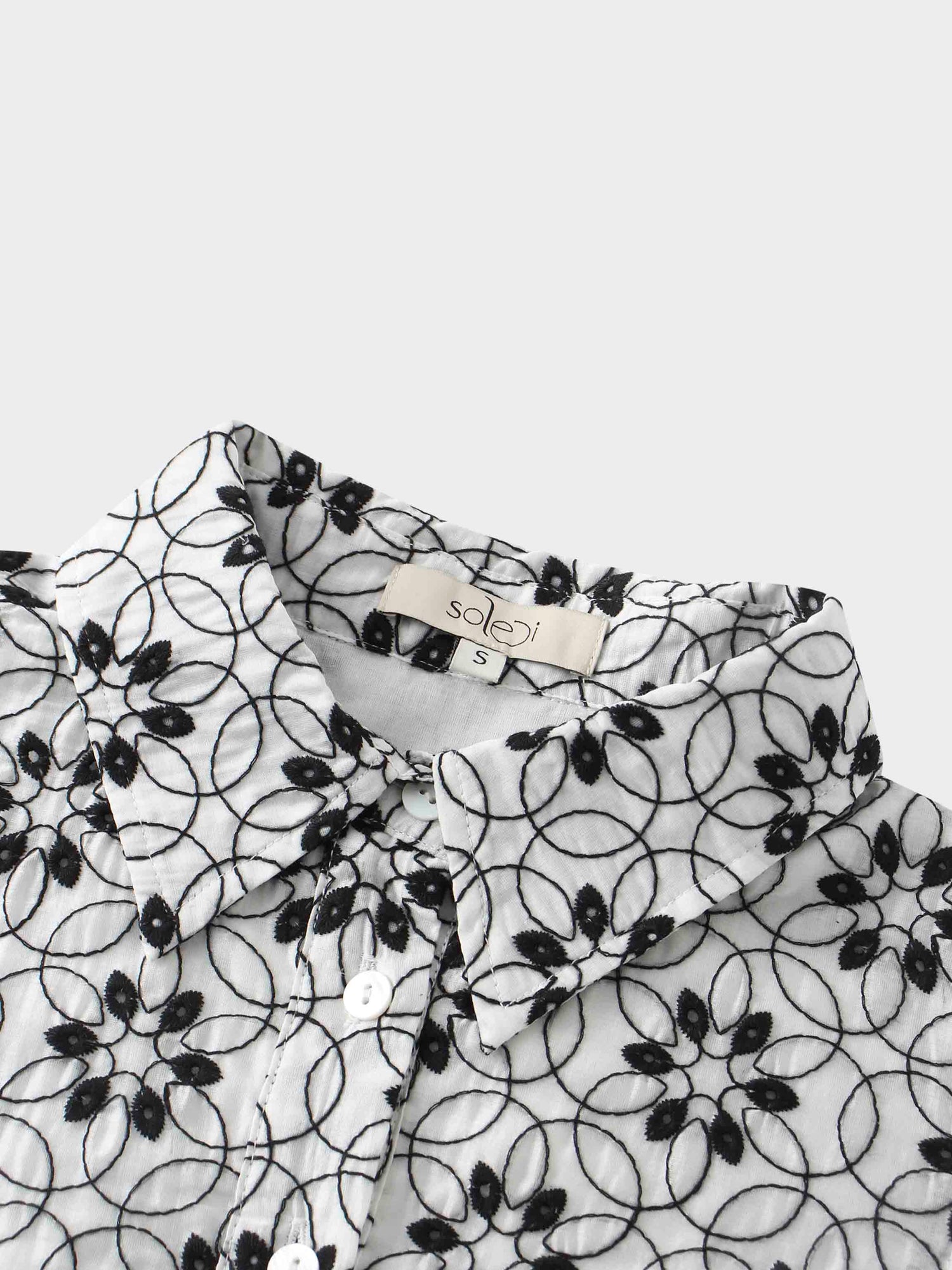 Embroidered Puff Sleeve Blouse-Floral