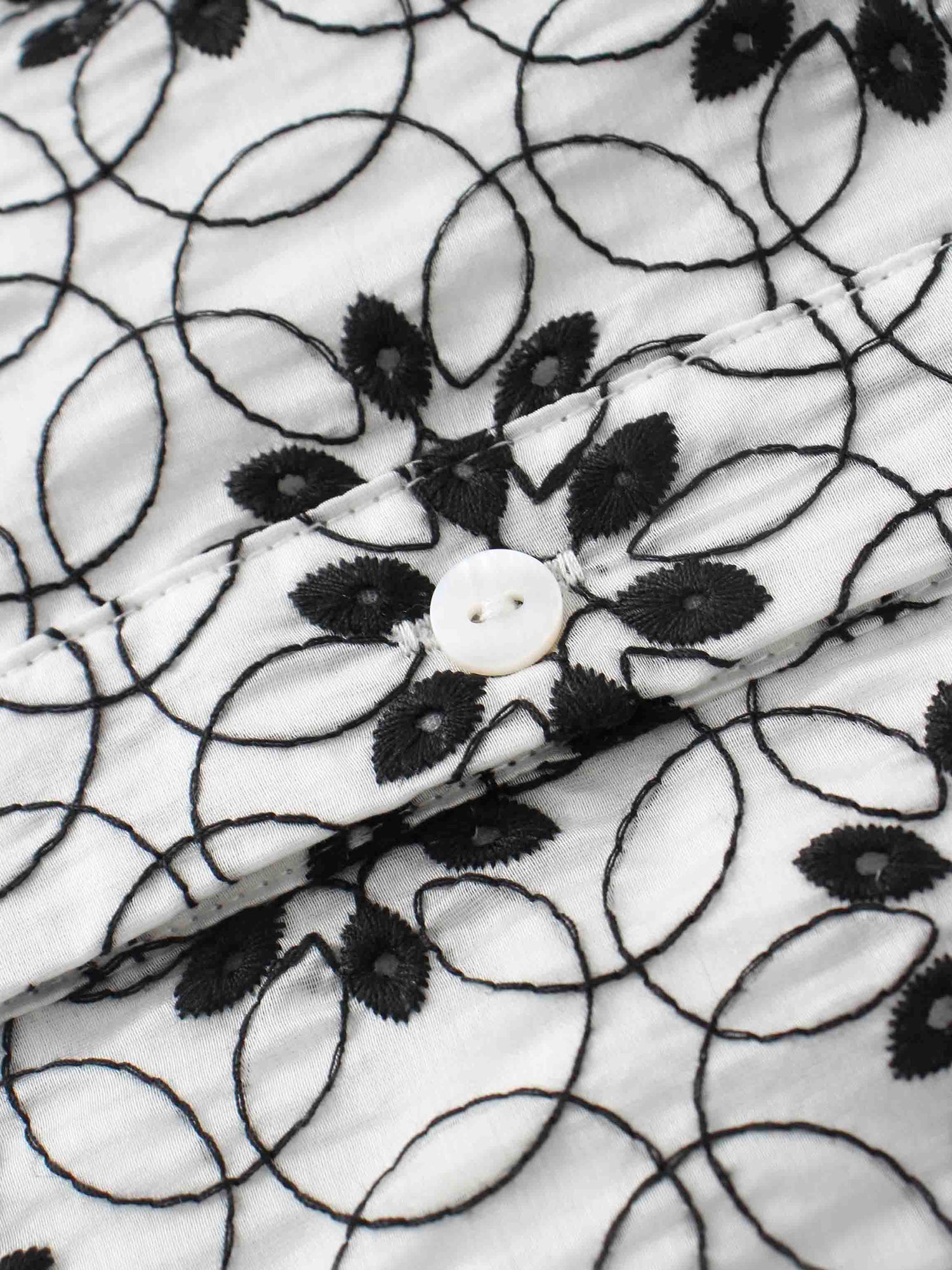 Embroidered Puff Sleeve Blouse-Floral