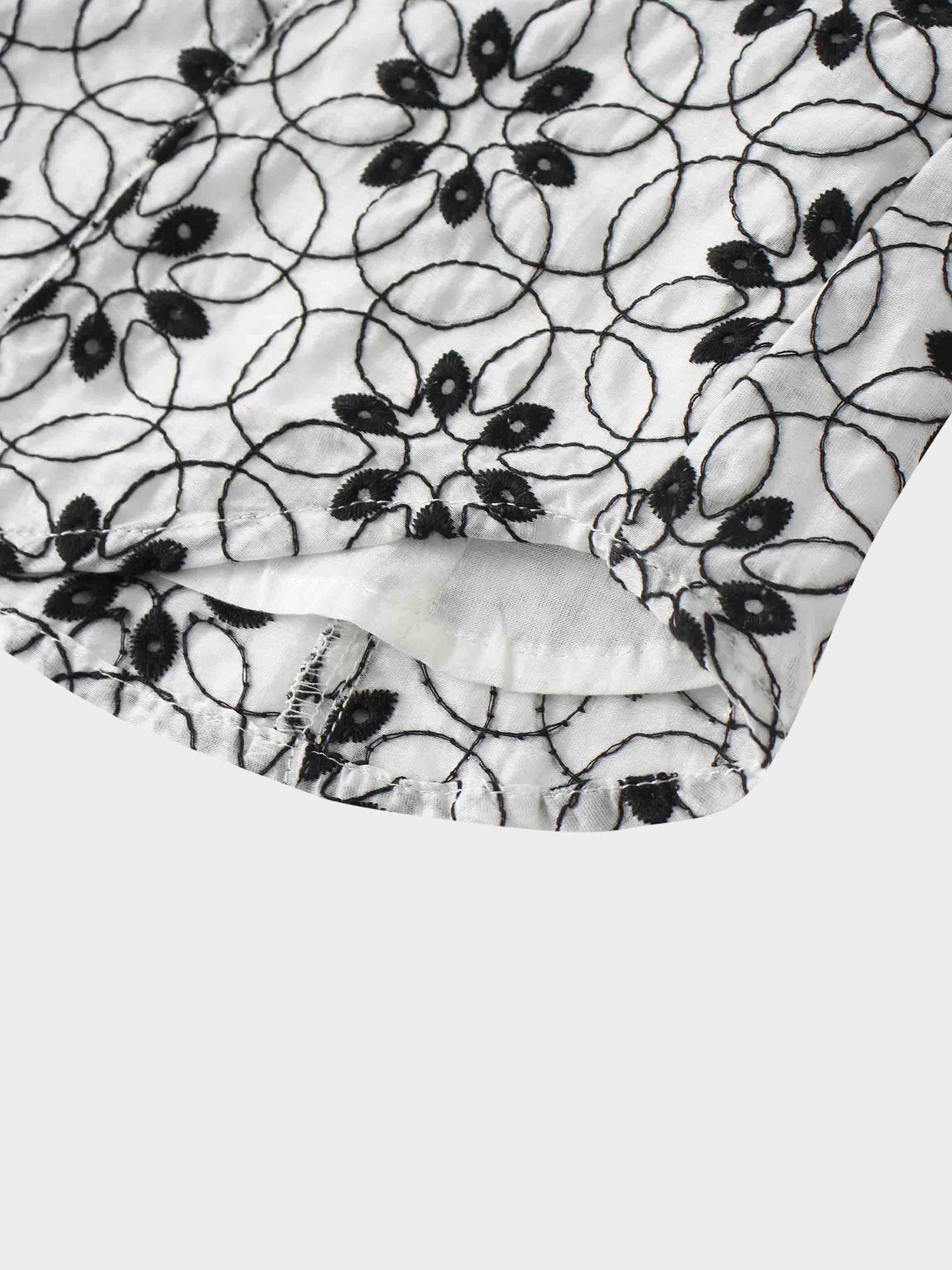 Embroidered Puff Sleeve Blouse-Floral