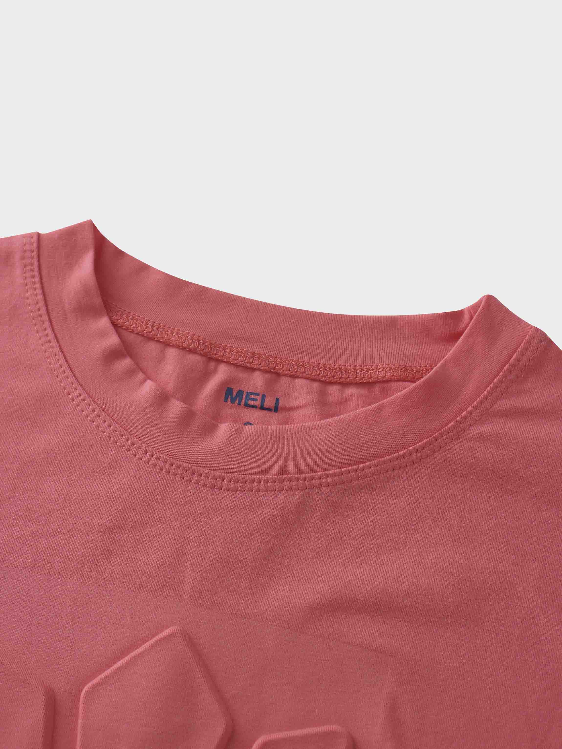 Crown Embossed T-Shirt-Coral