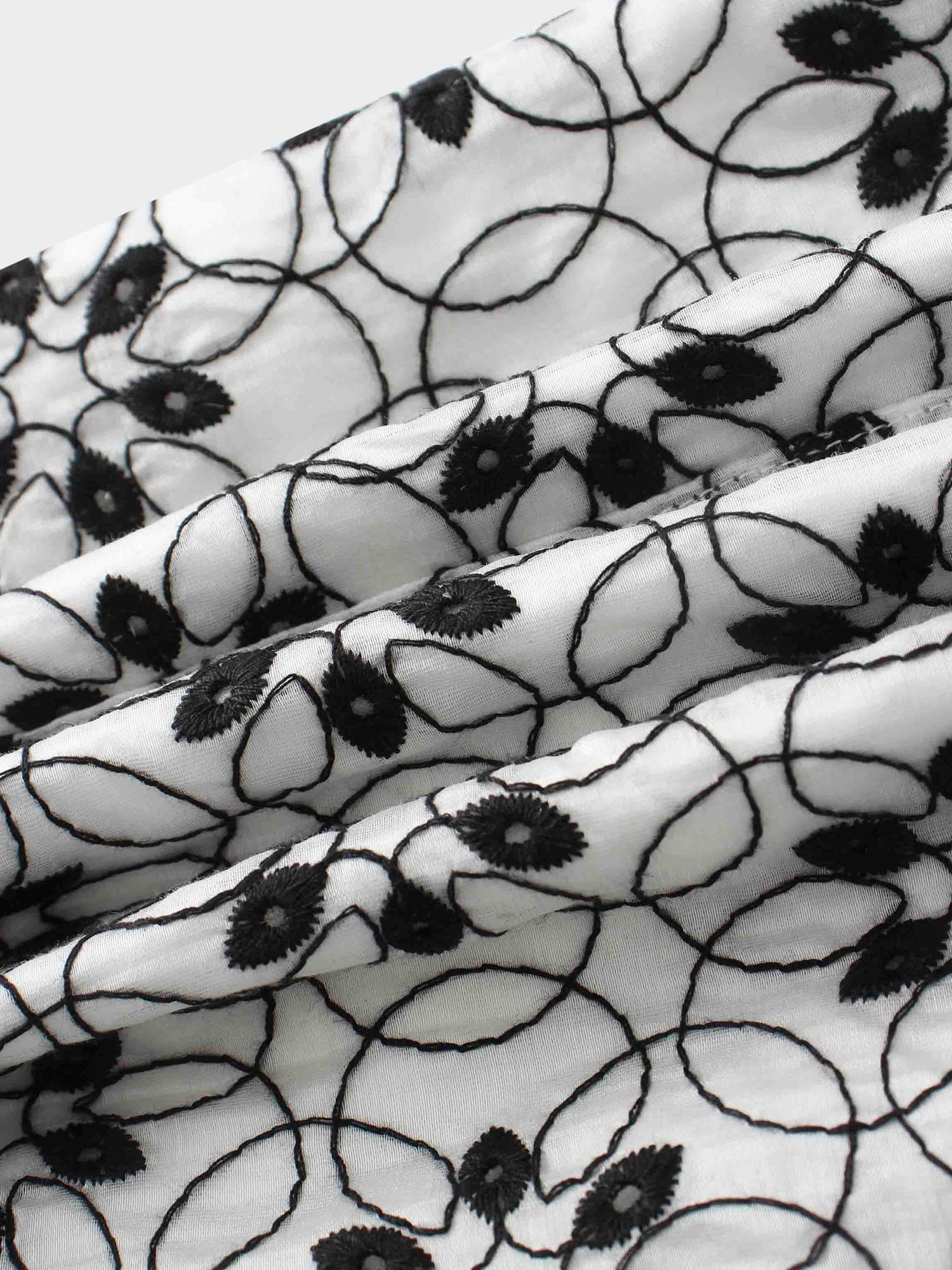 Embroidered Puff Sleeve Blouse-Floral