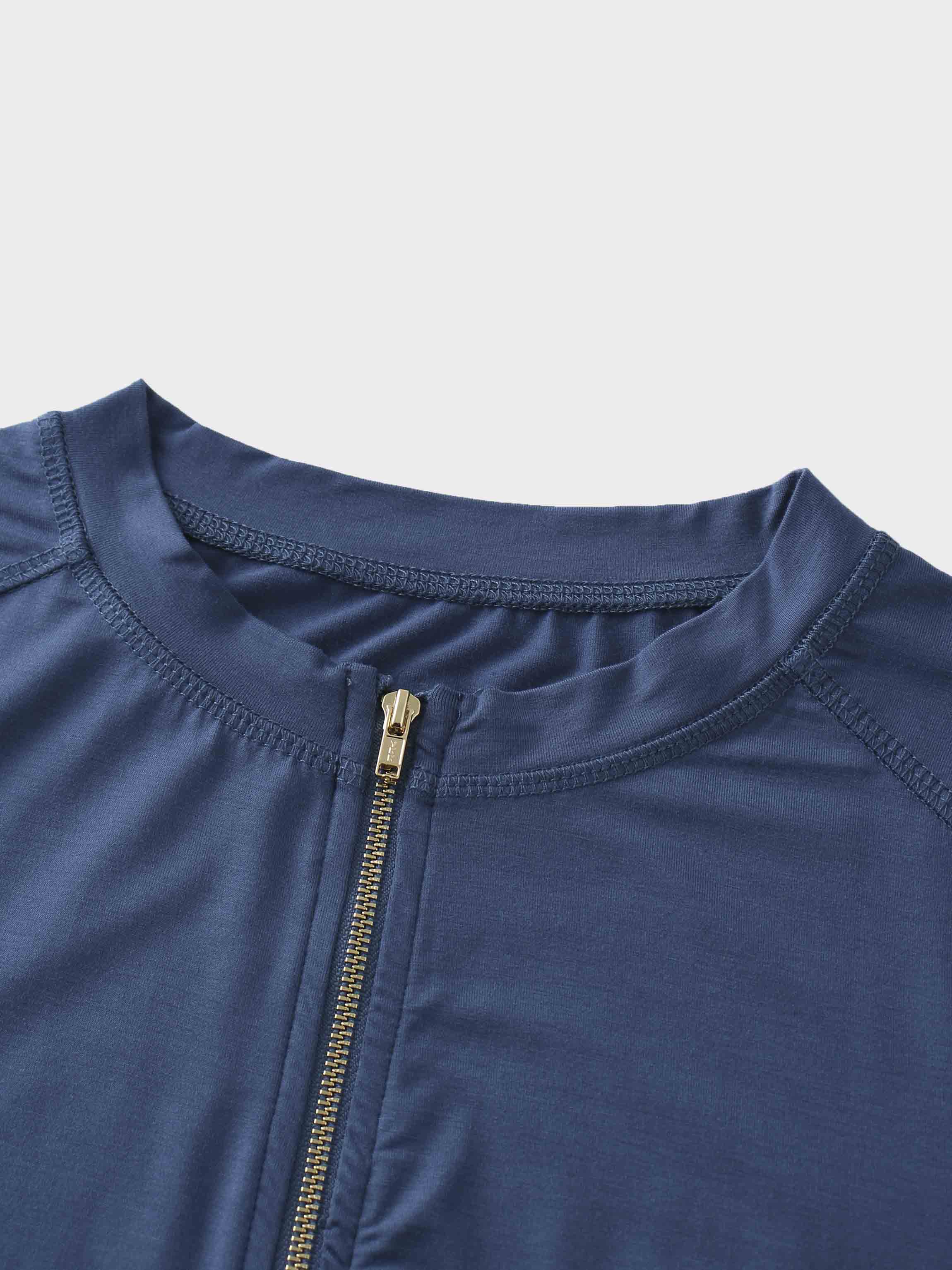 Modal Zip Up Bomber-Blue