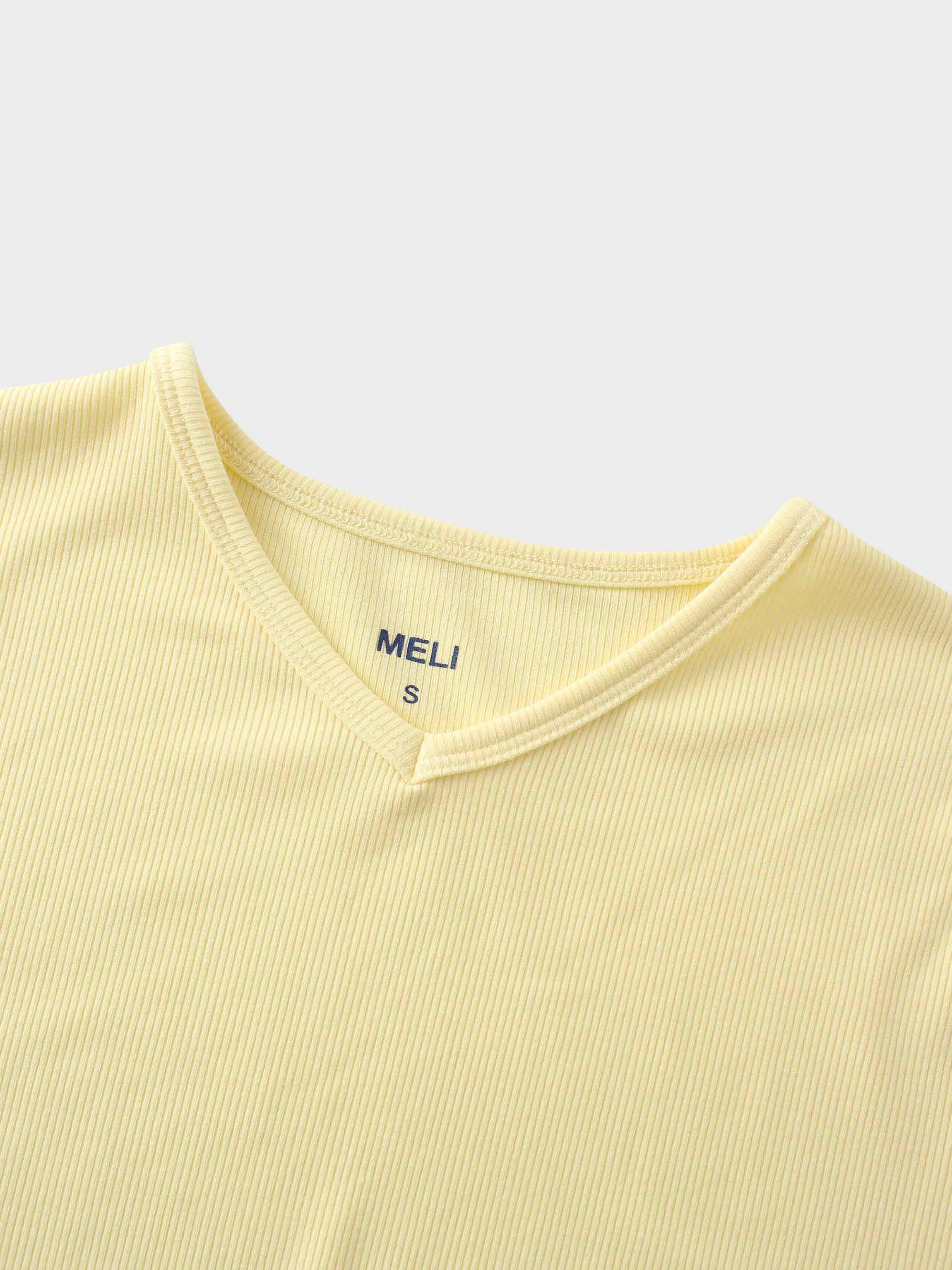 RIBBED HIGH V 3Q-BUTTER YELLOW