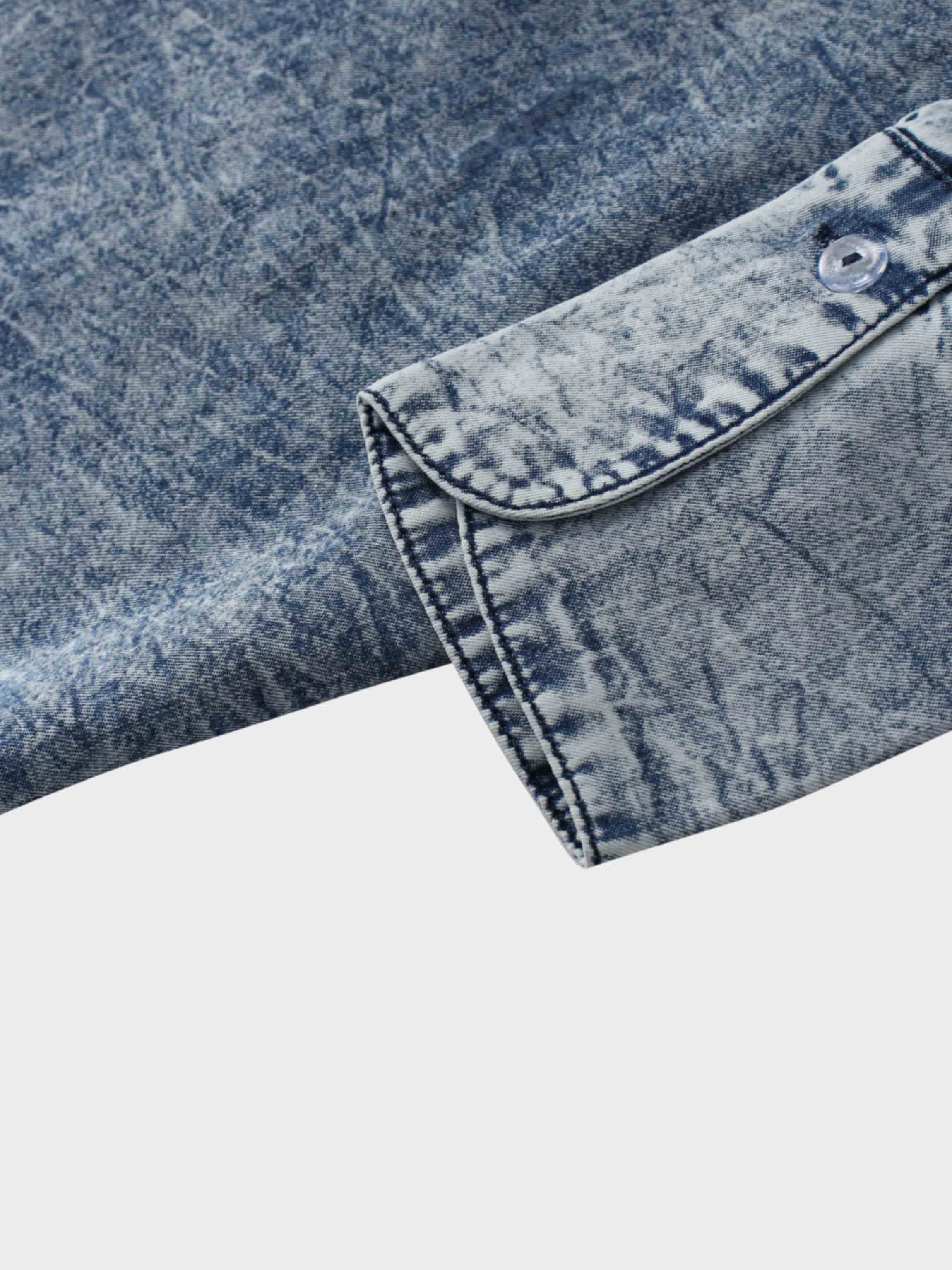 Denim Button Down Blouse-Washed Blue