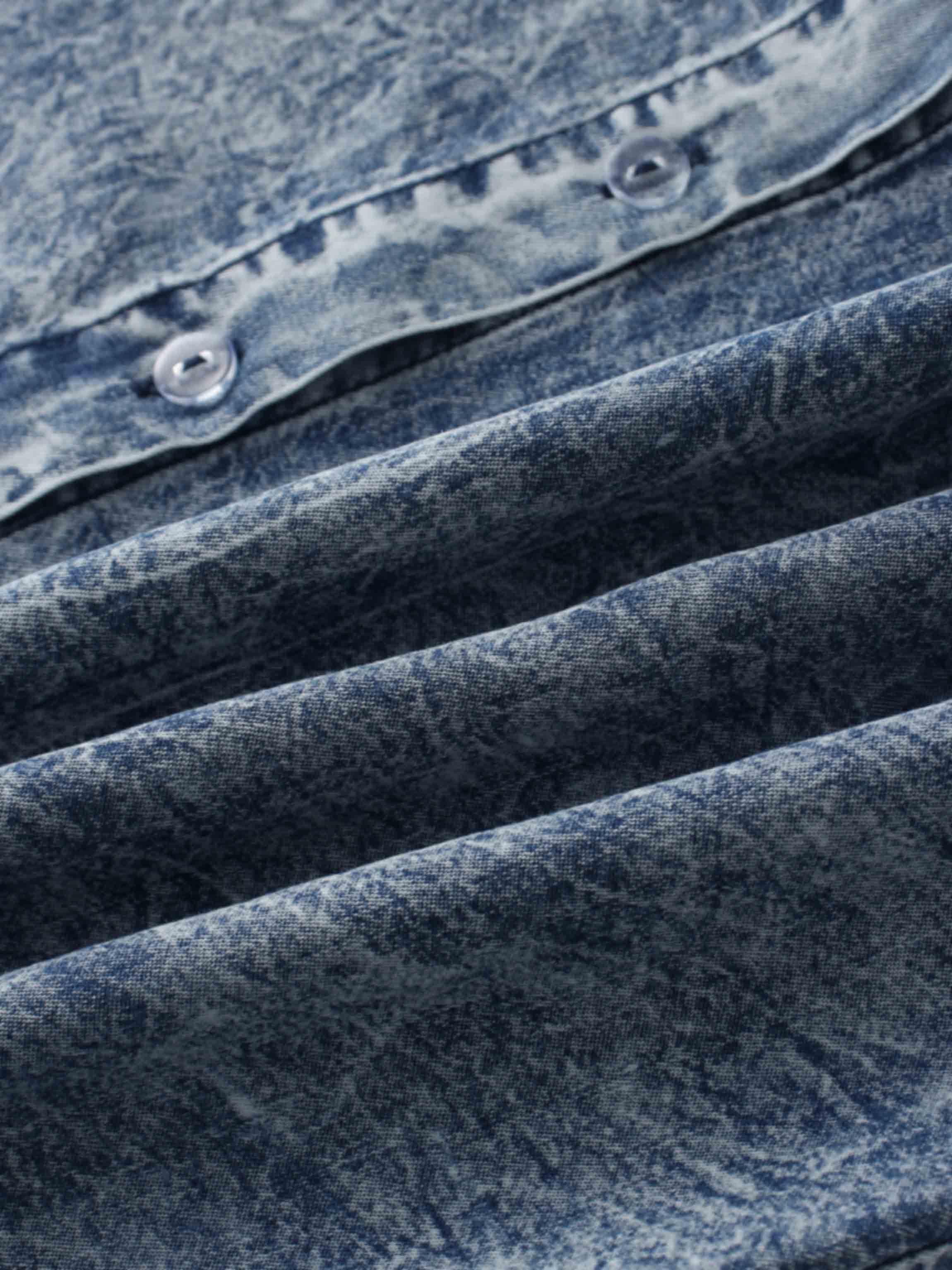 Denim Button Down Blouse-Washed Blue