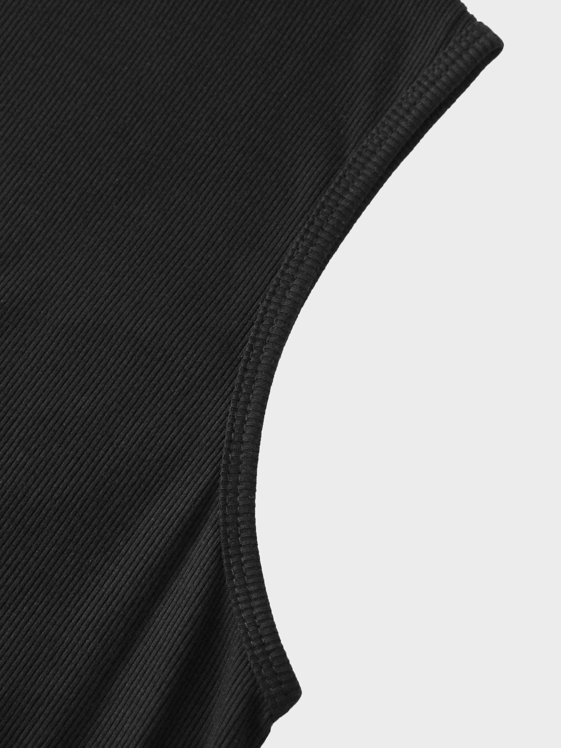 Ribbed Sleeveless Maxi Dress-Black