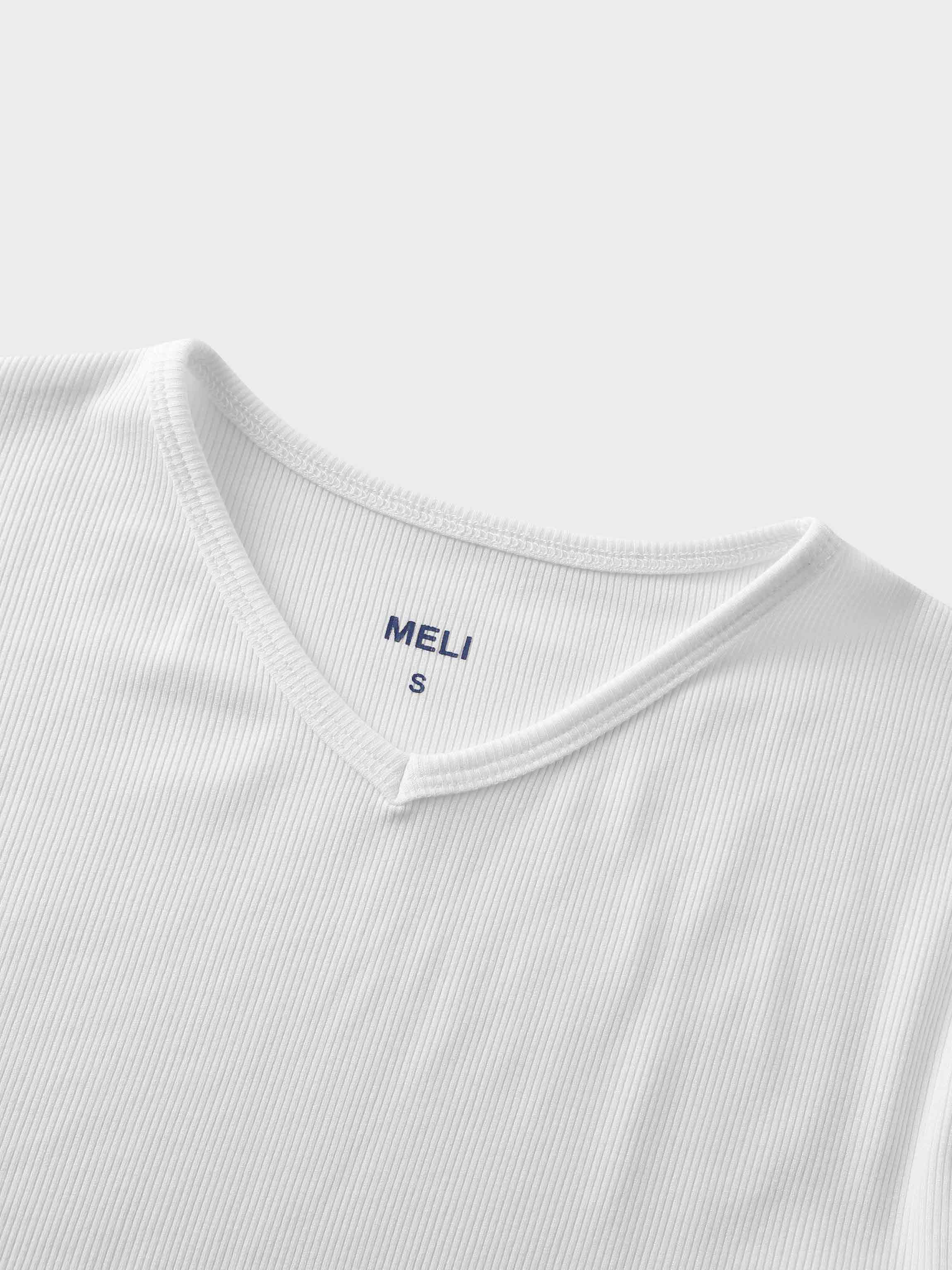 CAMISETA ACANALADA V ALTA - 3Q - BLANCO