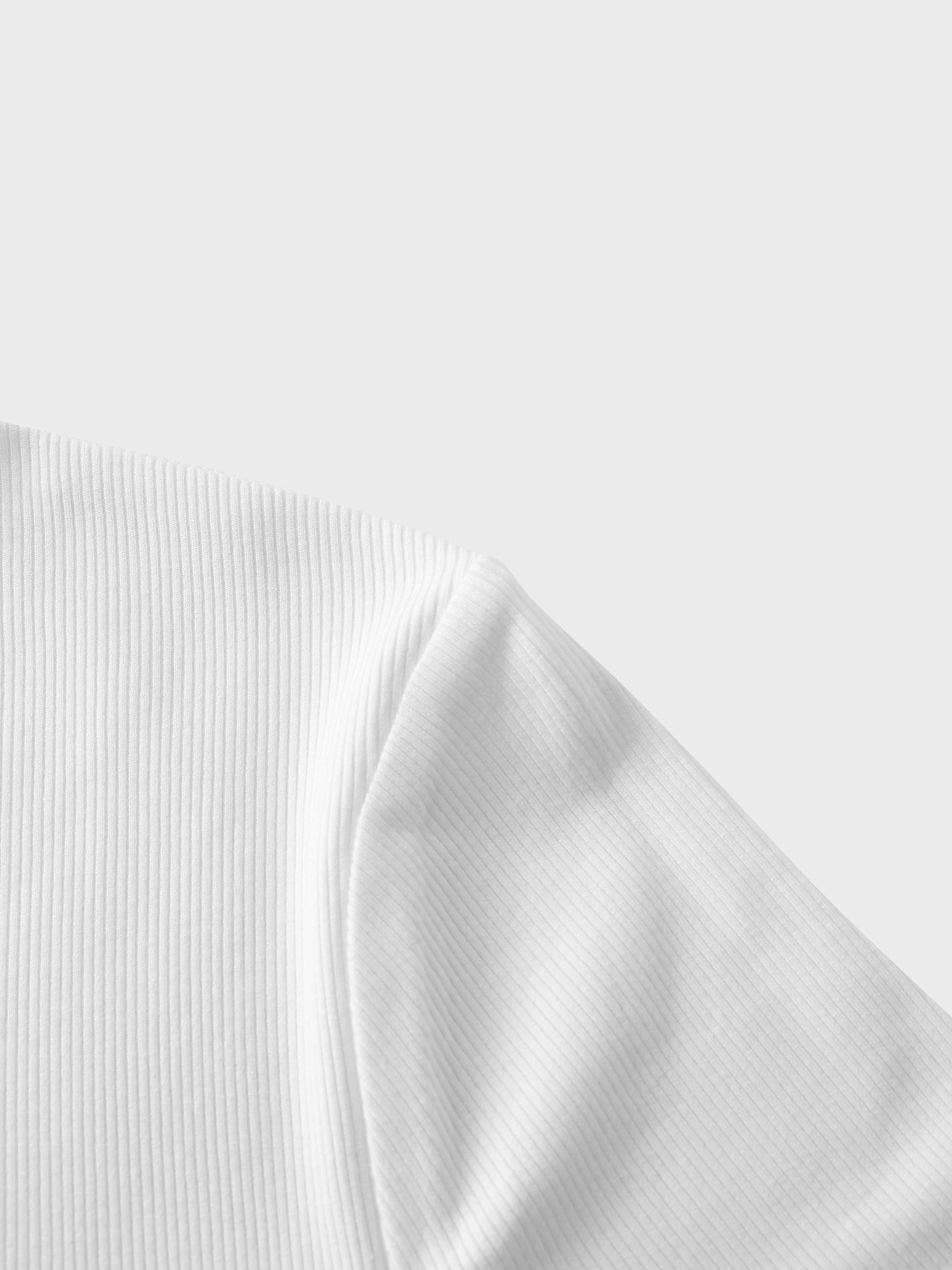 CAMISETA ACANALADA V ALTA - 3Q - BLANCO