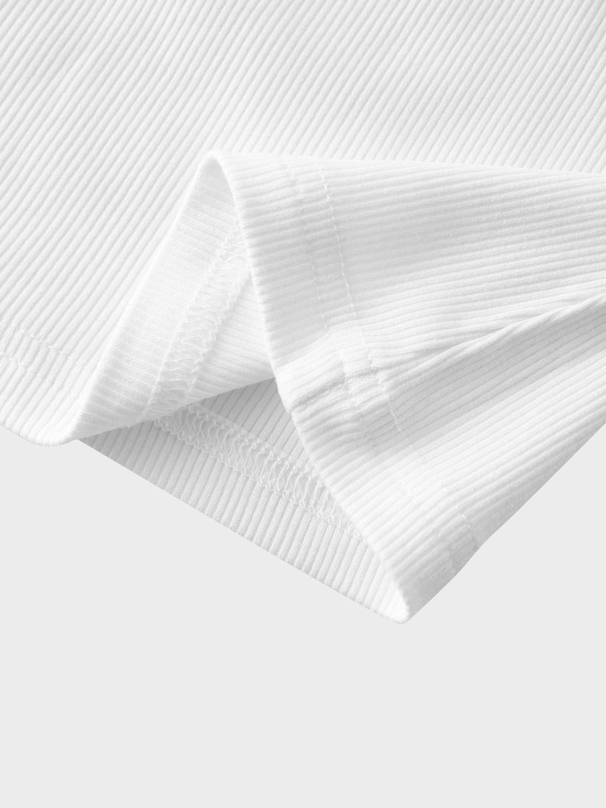 CAMISETA ACANALADA V ALTA - 3Q - BLANCO