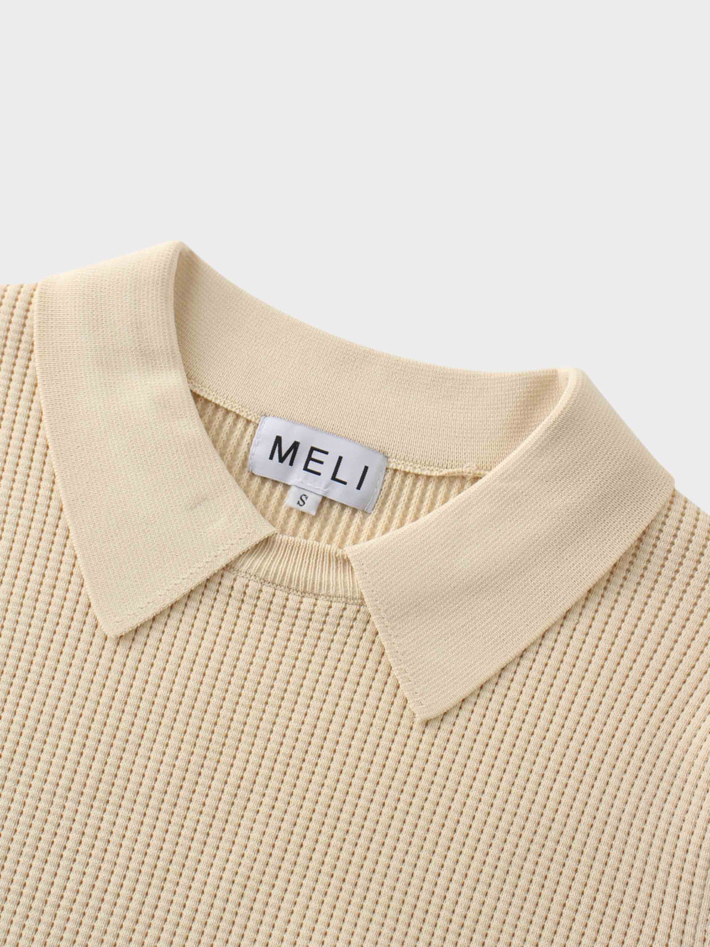 Waffle Collared Sweater-Bone