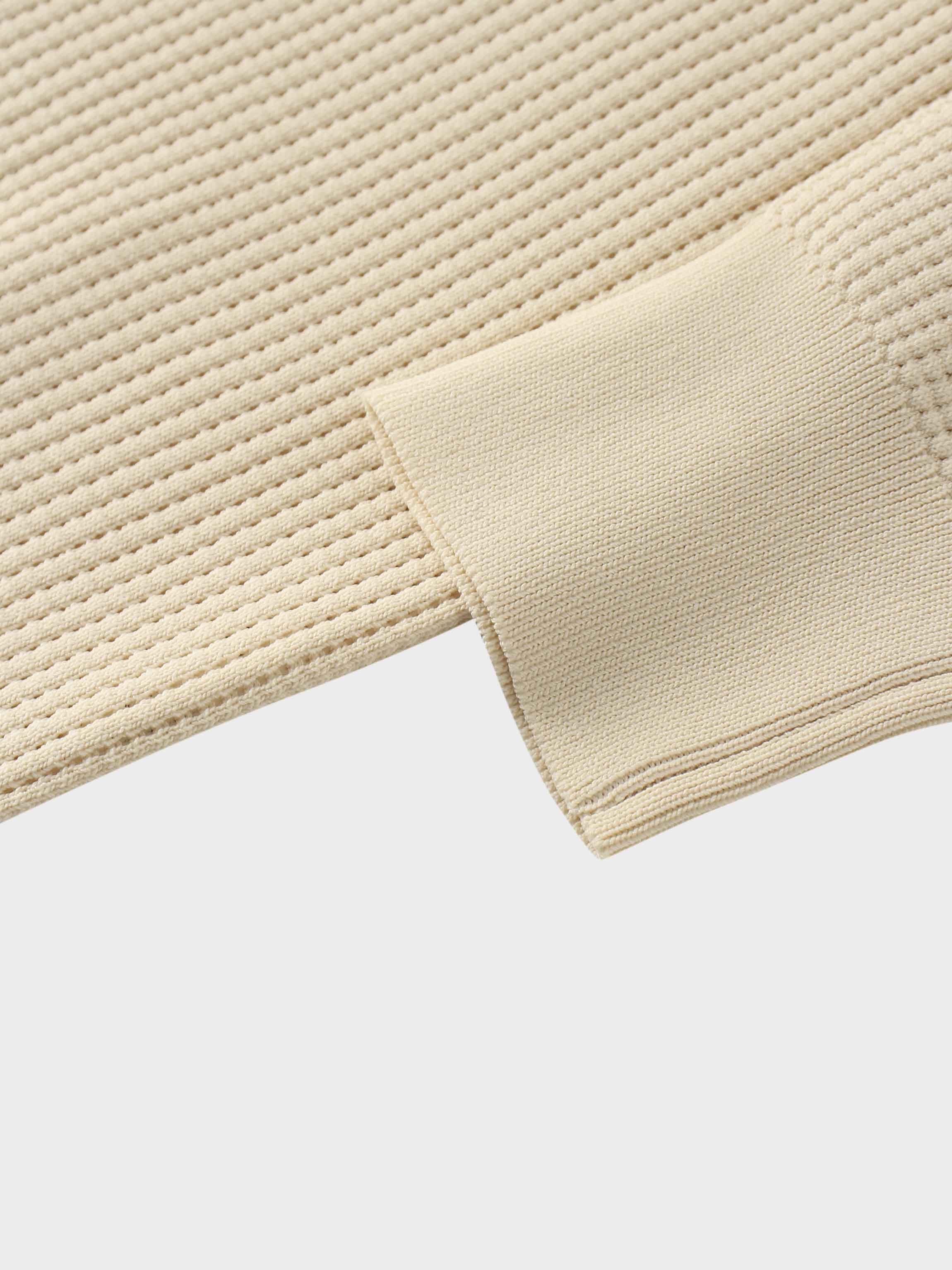 Waffle Collared Sweater-Bone
