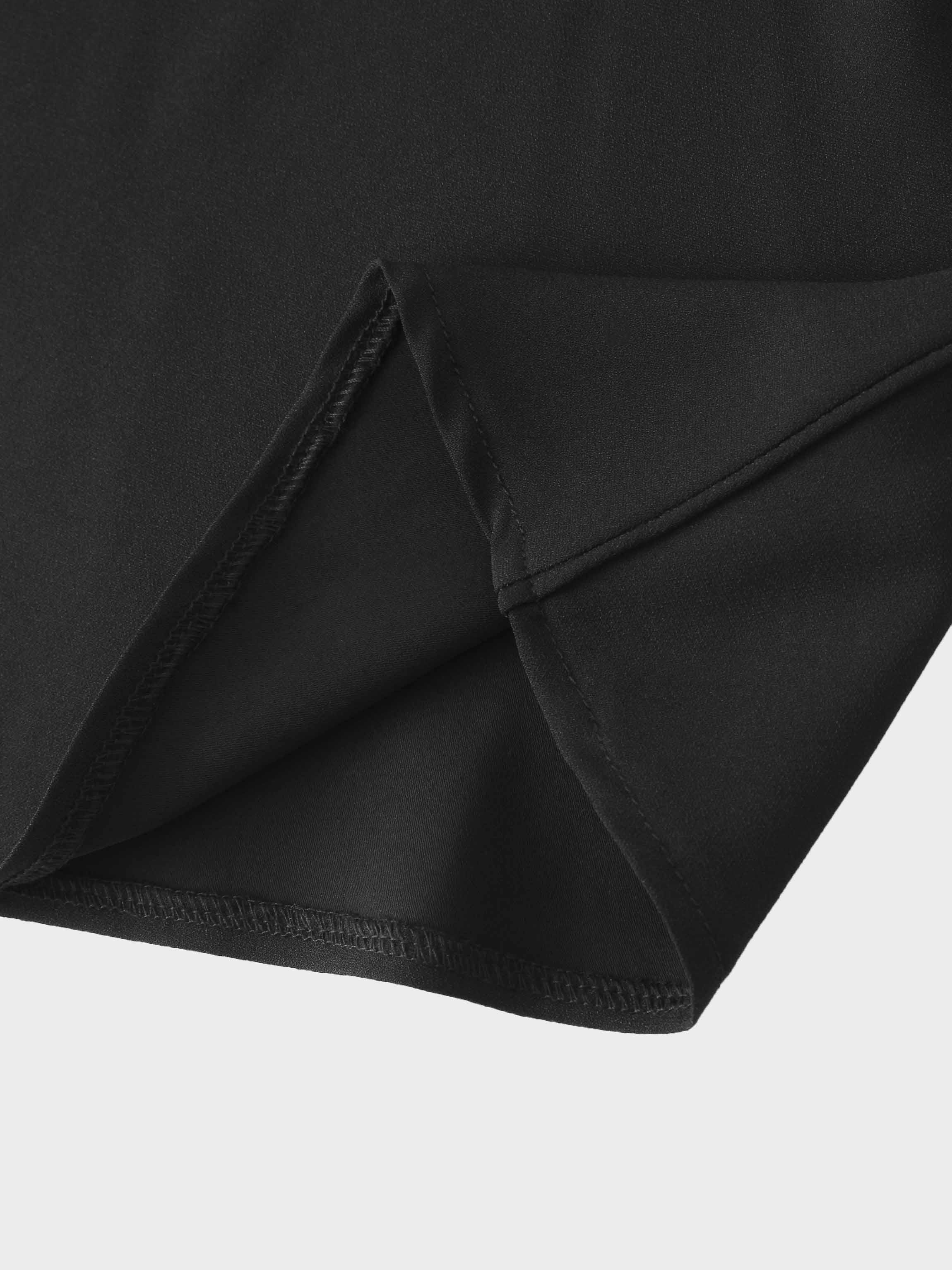 Crepe Bottom Dress-Black/Black