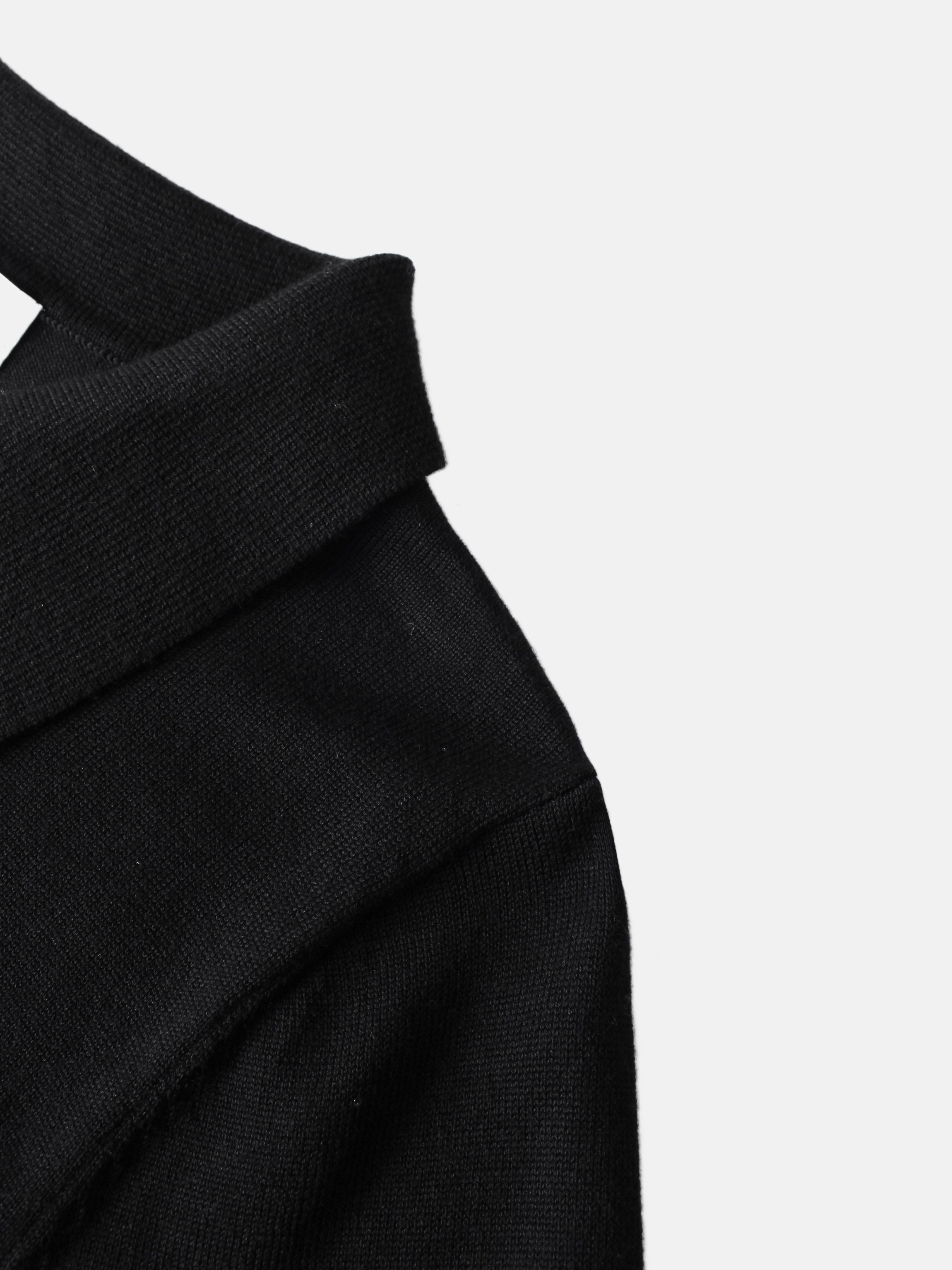 Asymmetrical Button Collar Sweater - Black
