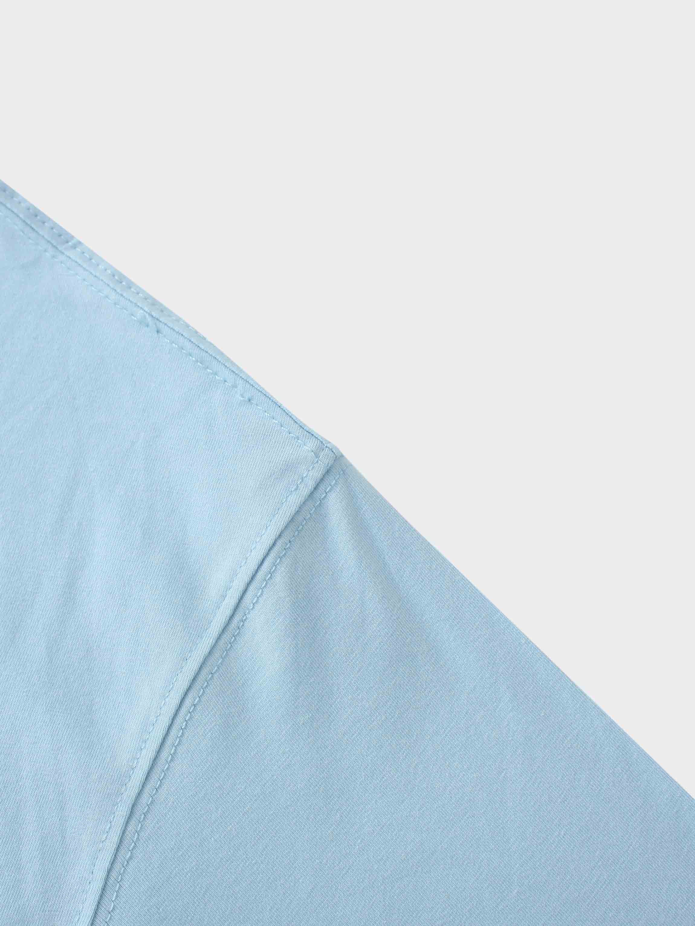 Oversized Rounded Hem T-Shirt-Sky Blue