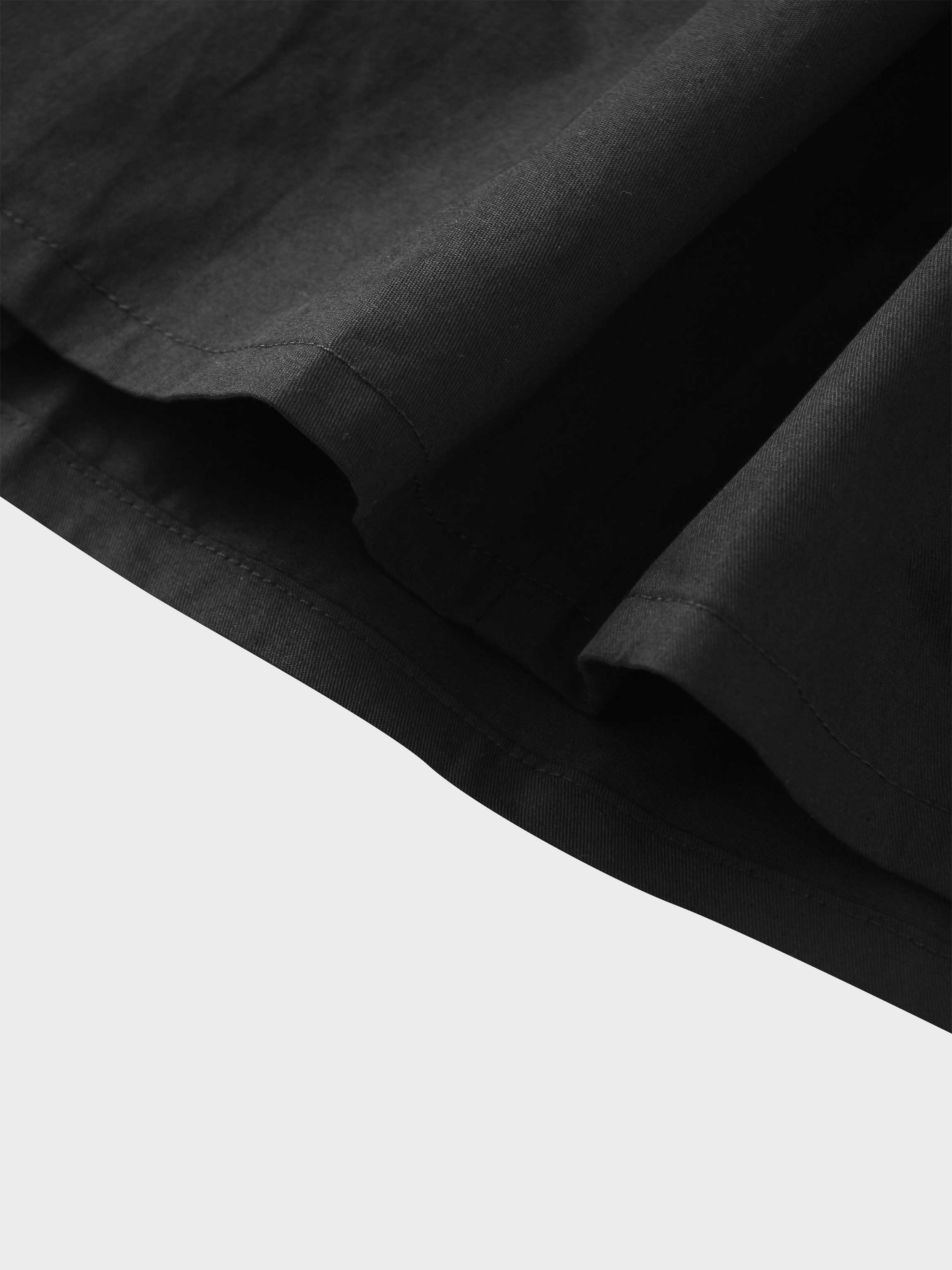 Stitch Down Cotton Pleated Skirt-Black