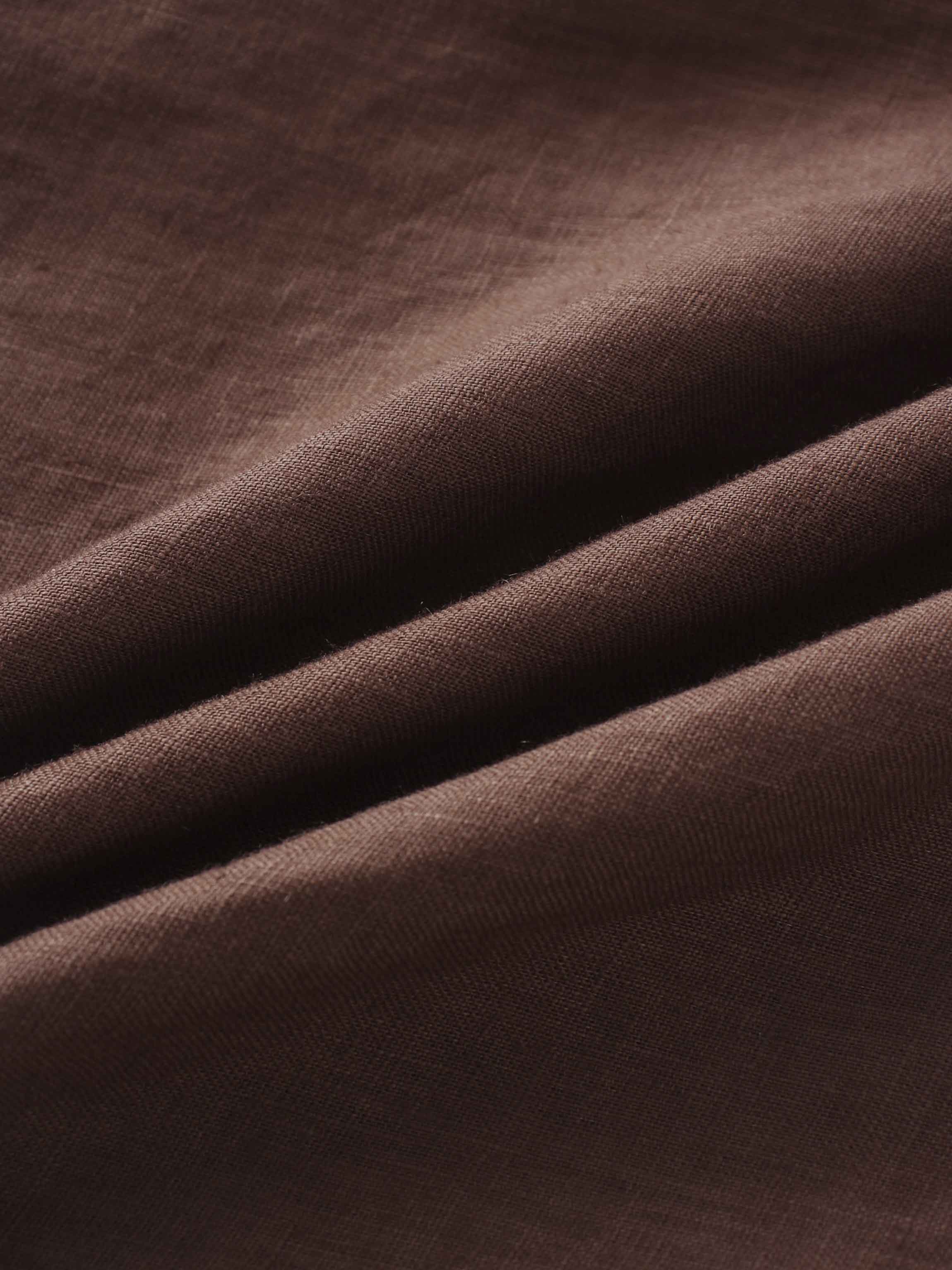 Linen A-Line Slip Dress-Brown