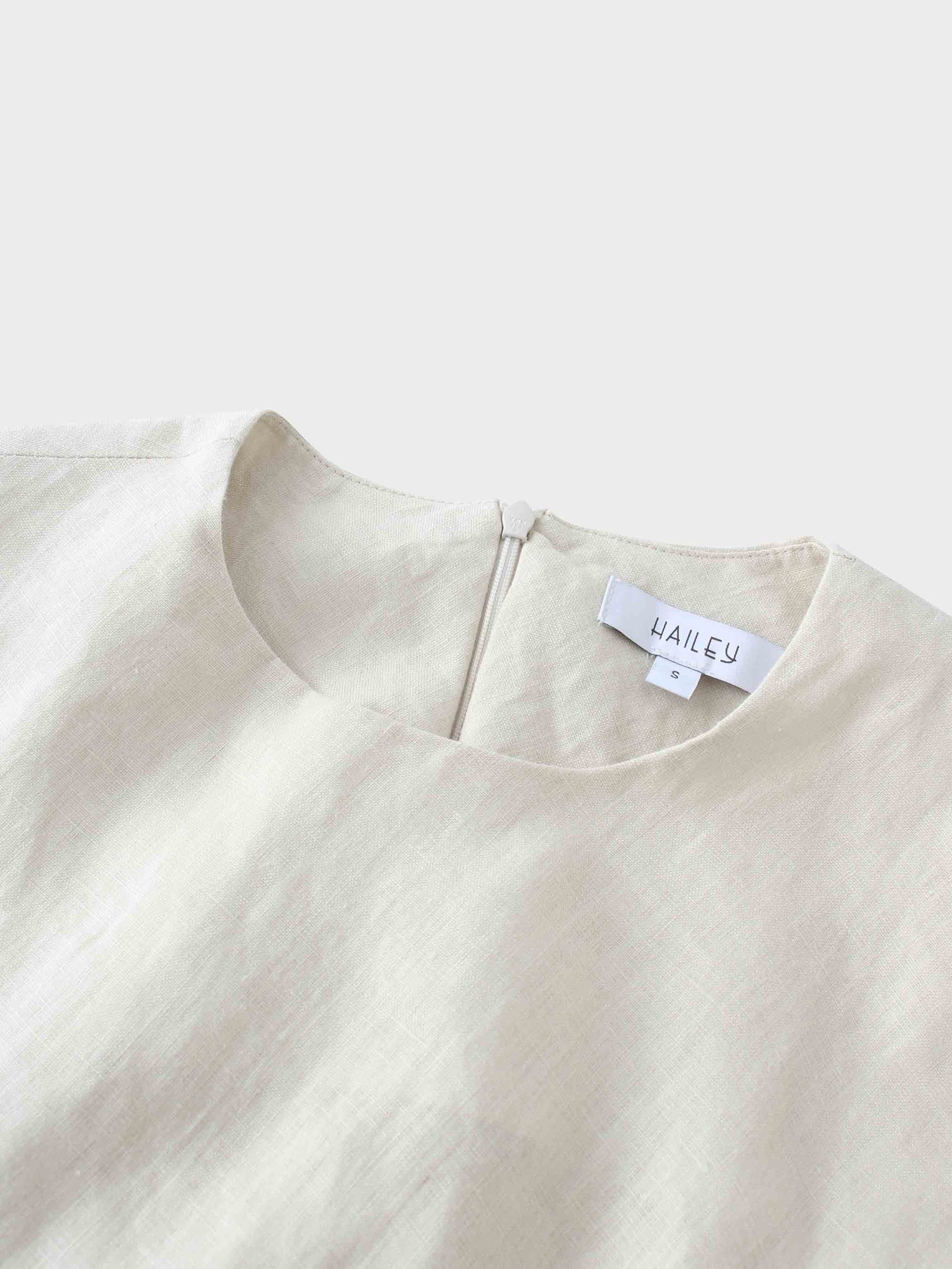 Linen A-Line Slip Dress-Ecru