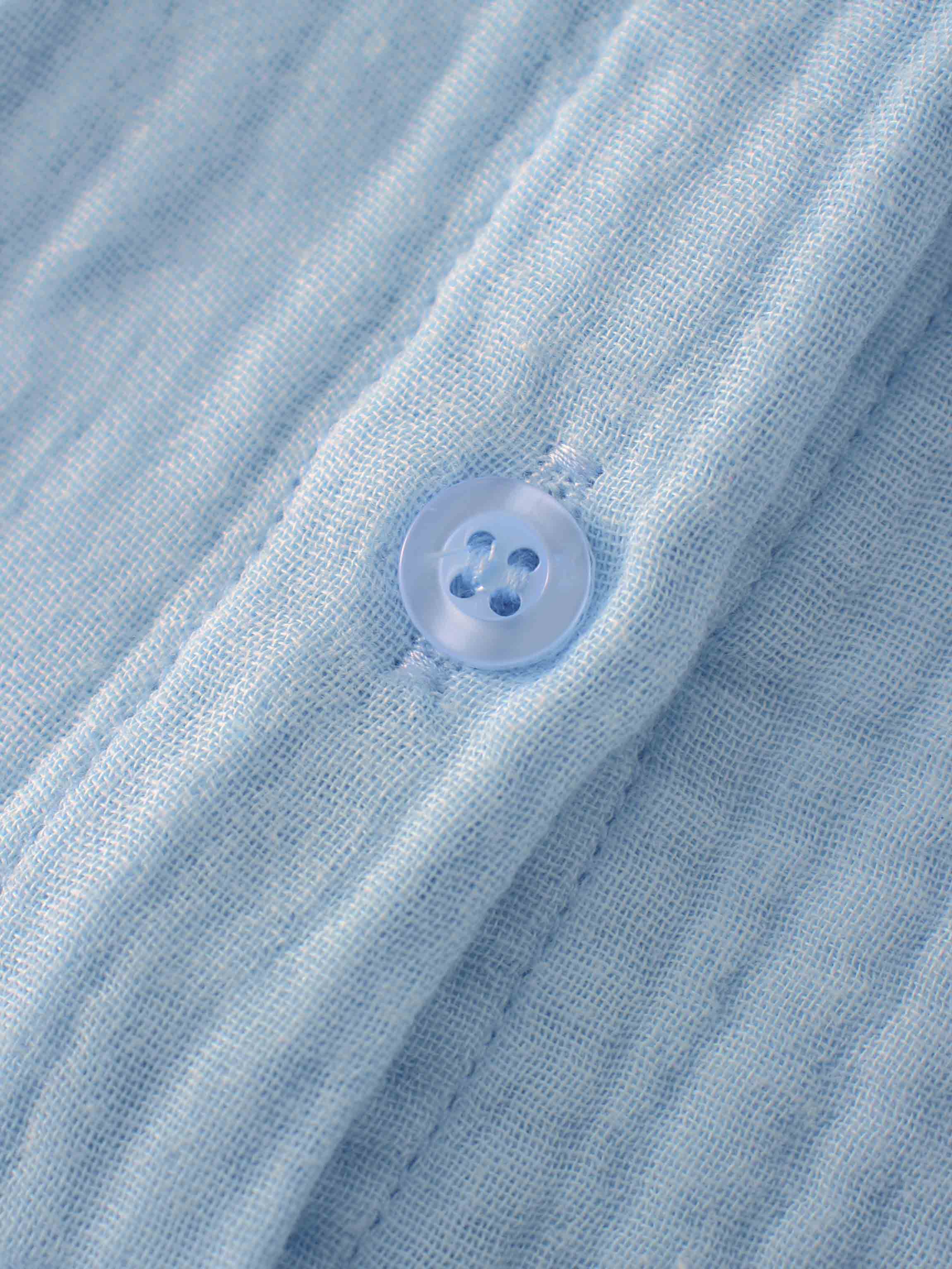 Gauze Button Down Blouse-Light Blue