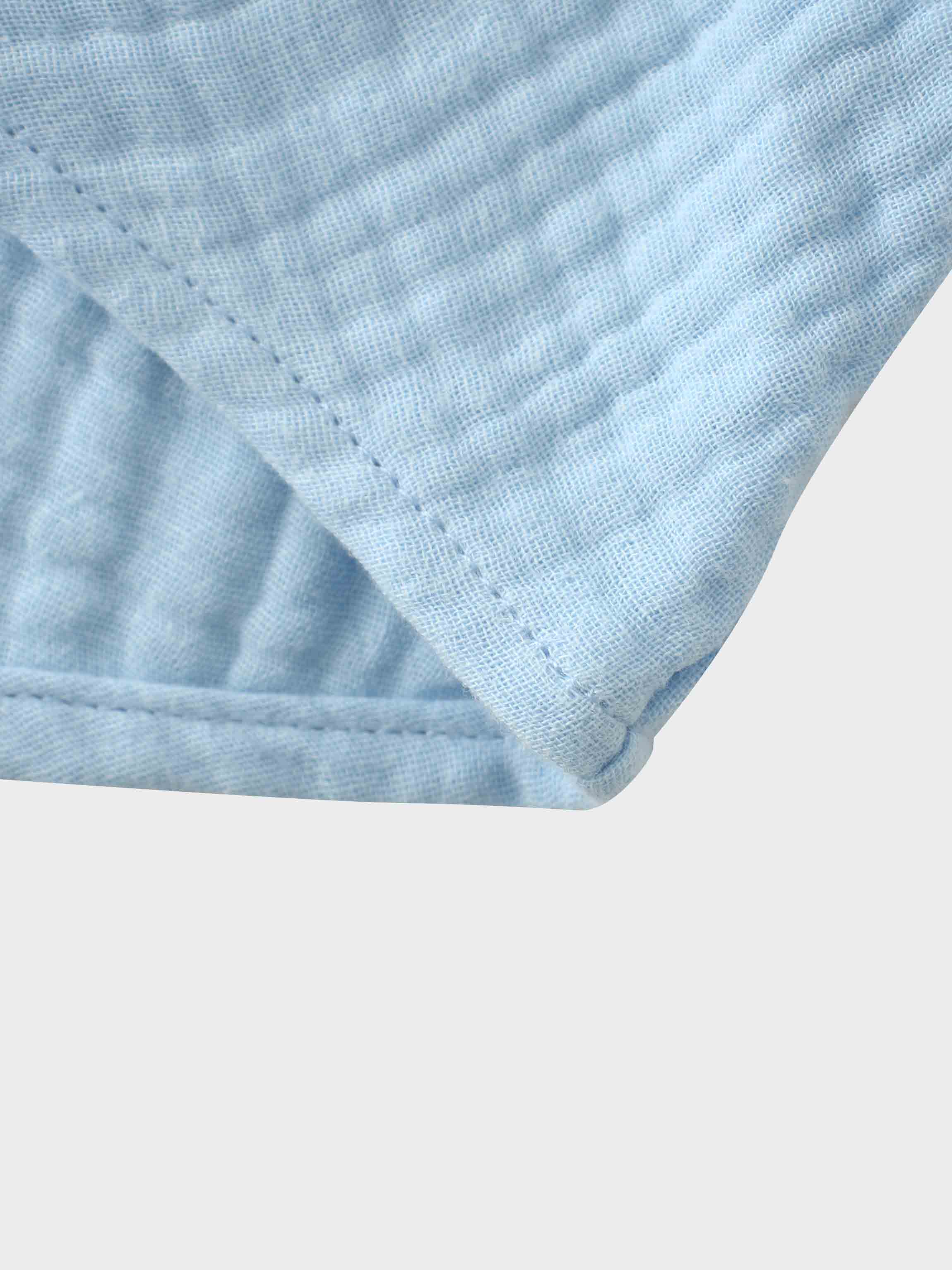 Gauze Button Down Blouse-Light Blue