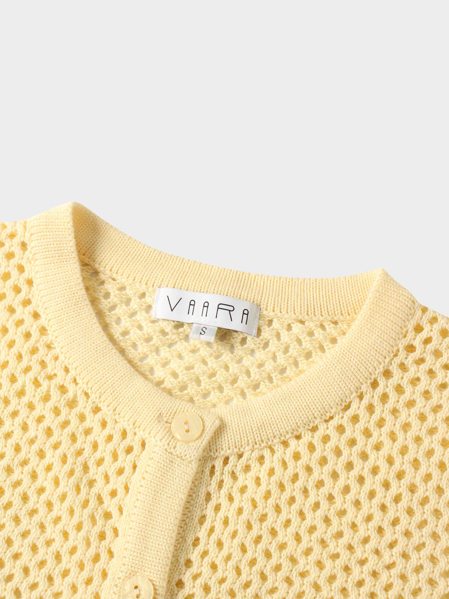 Crochet Knit Button Down Cardigan-Creamy Yellow