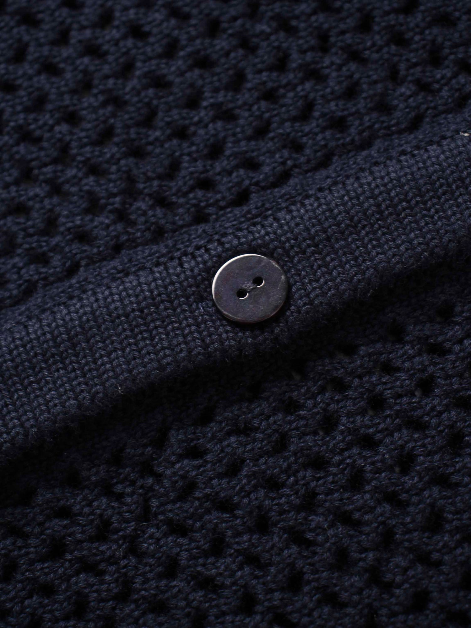 Crochet Knit Button Down Cardigan-Navy