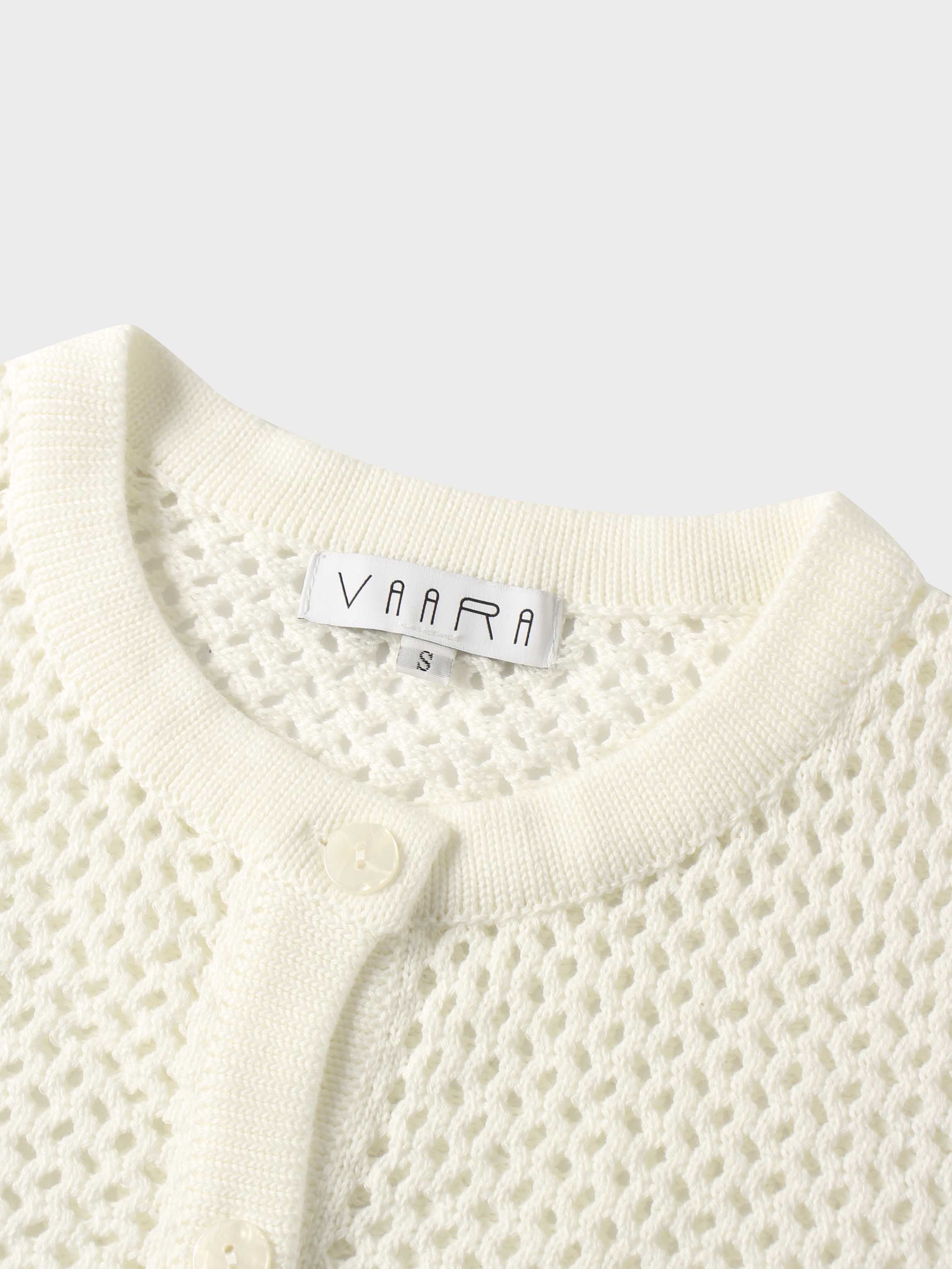 Crochet Knit Button Down Cardigan-White