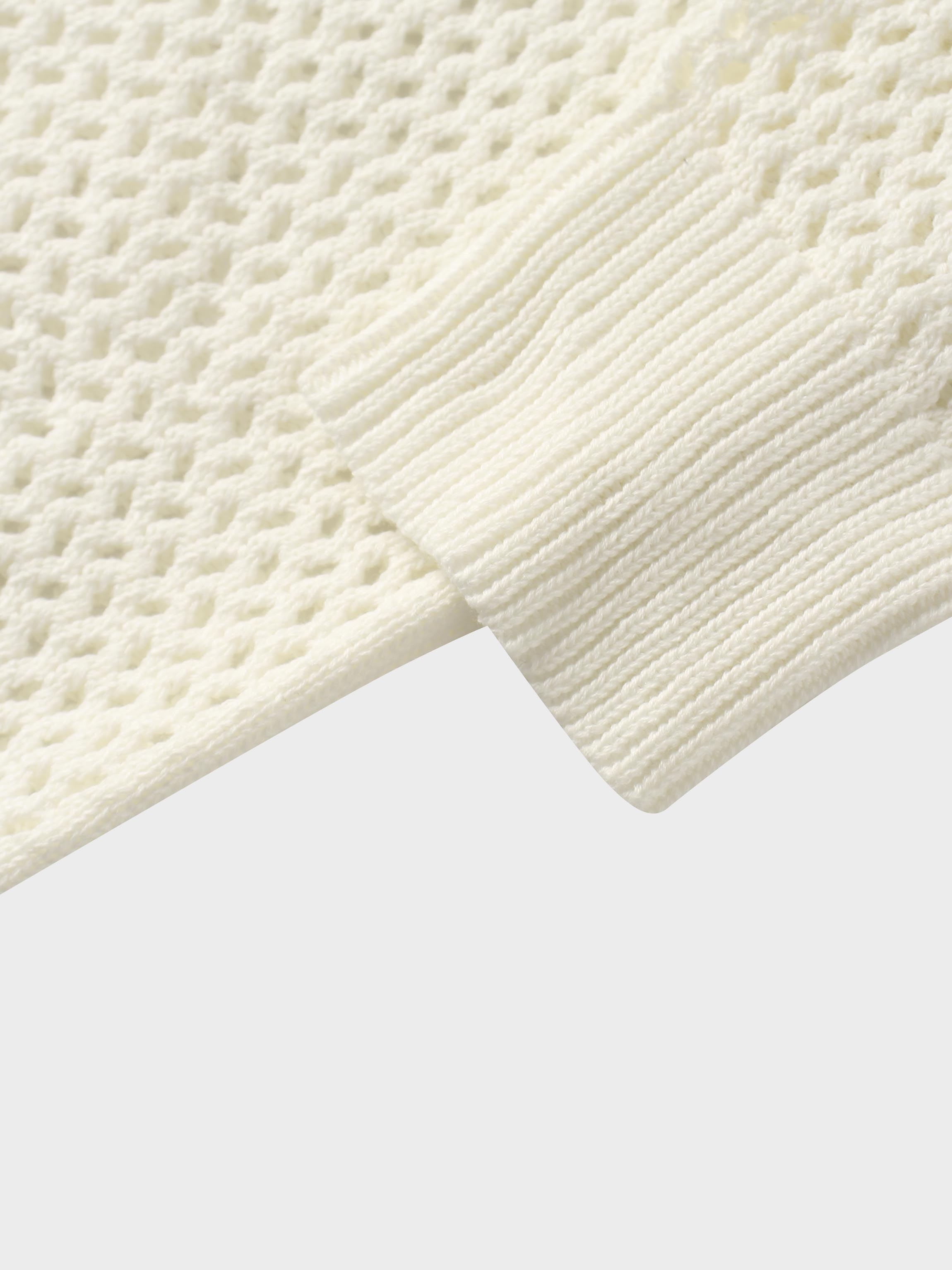 Crochet Knit Button Down Cardigan-White