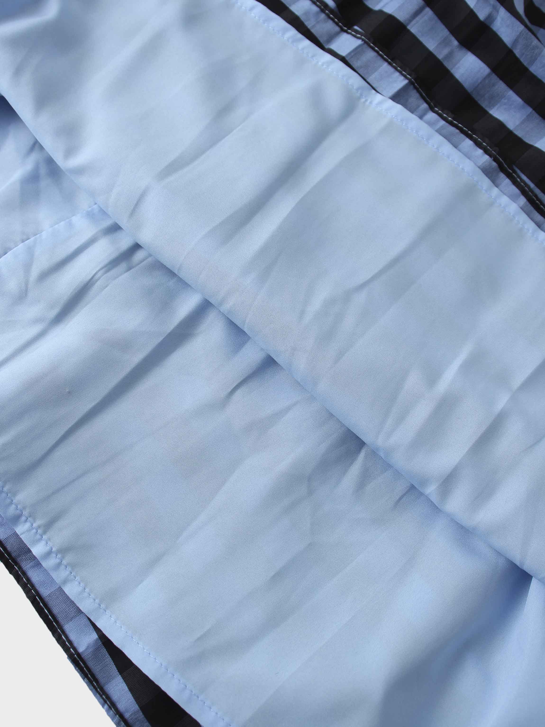 Gingham Two Color Box Pleat Skirt-Blue