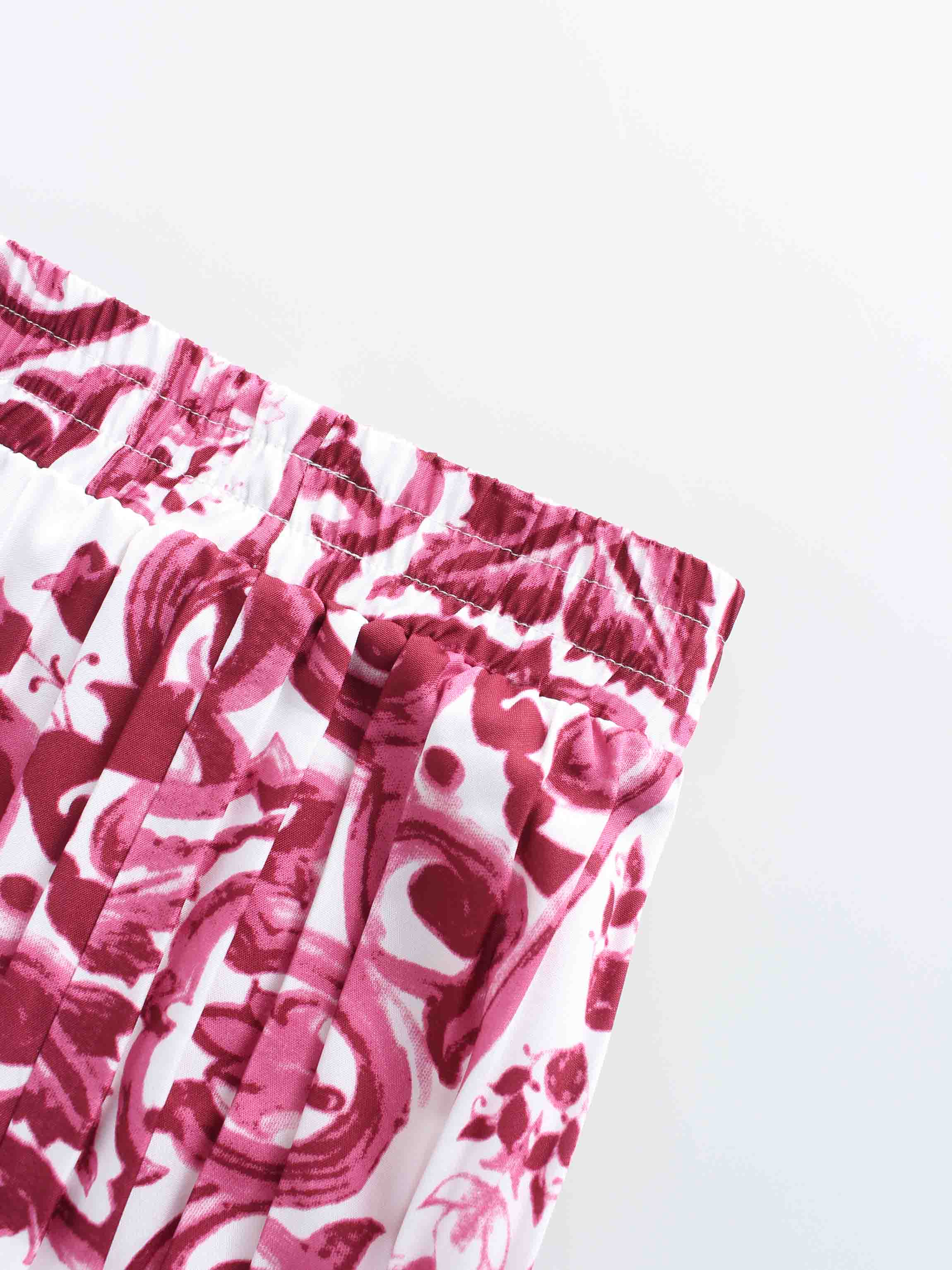 Covered Band Pleated Skirt 37"-Pink Picasso