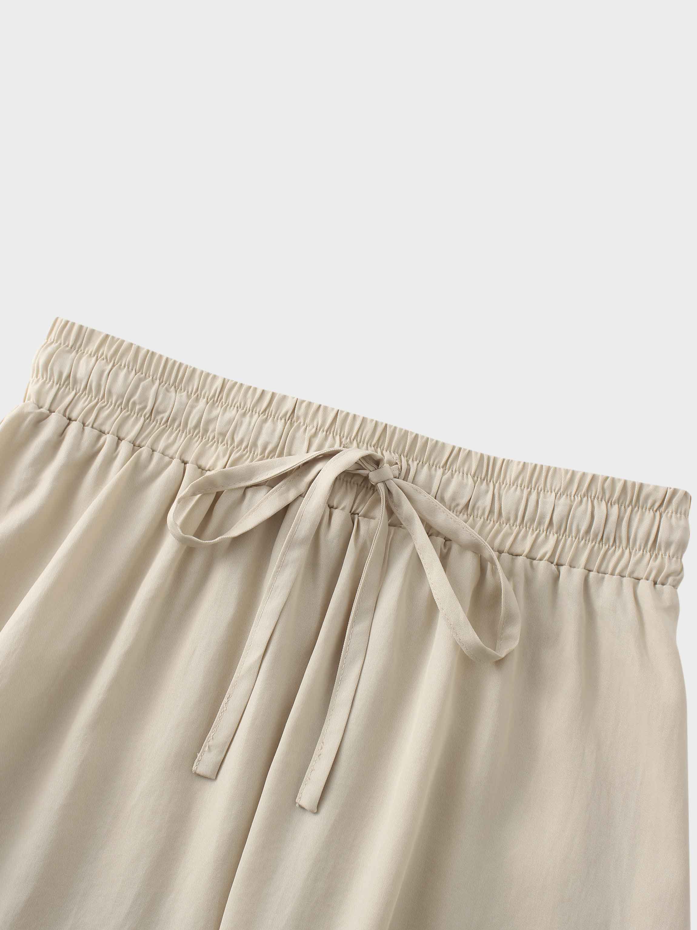 Drawstring Circle Skirt-Tan