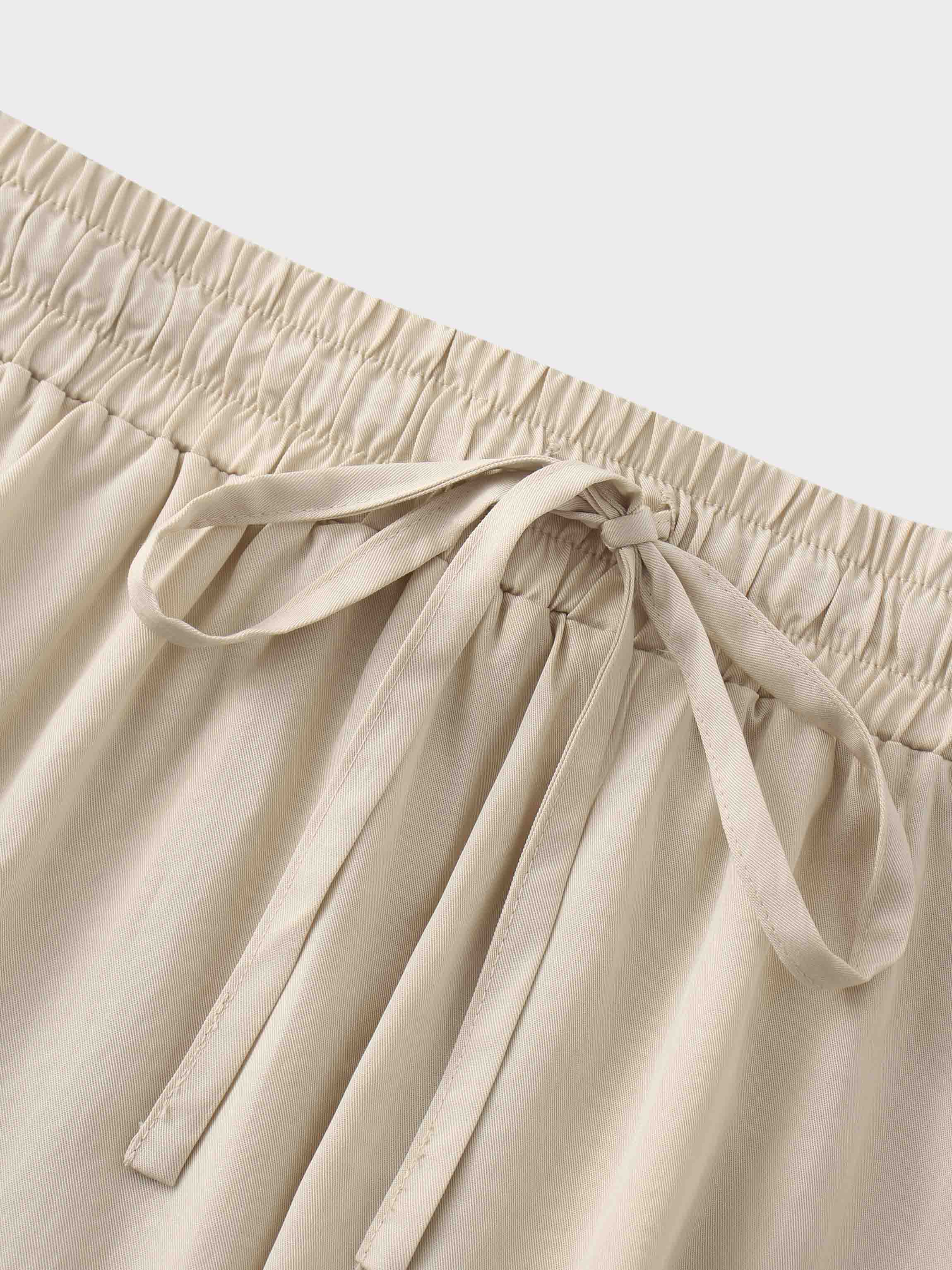 Drawstring Circle Skirt-Tan