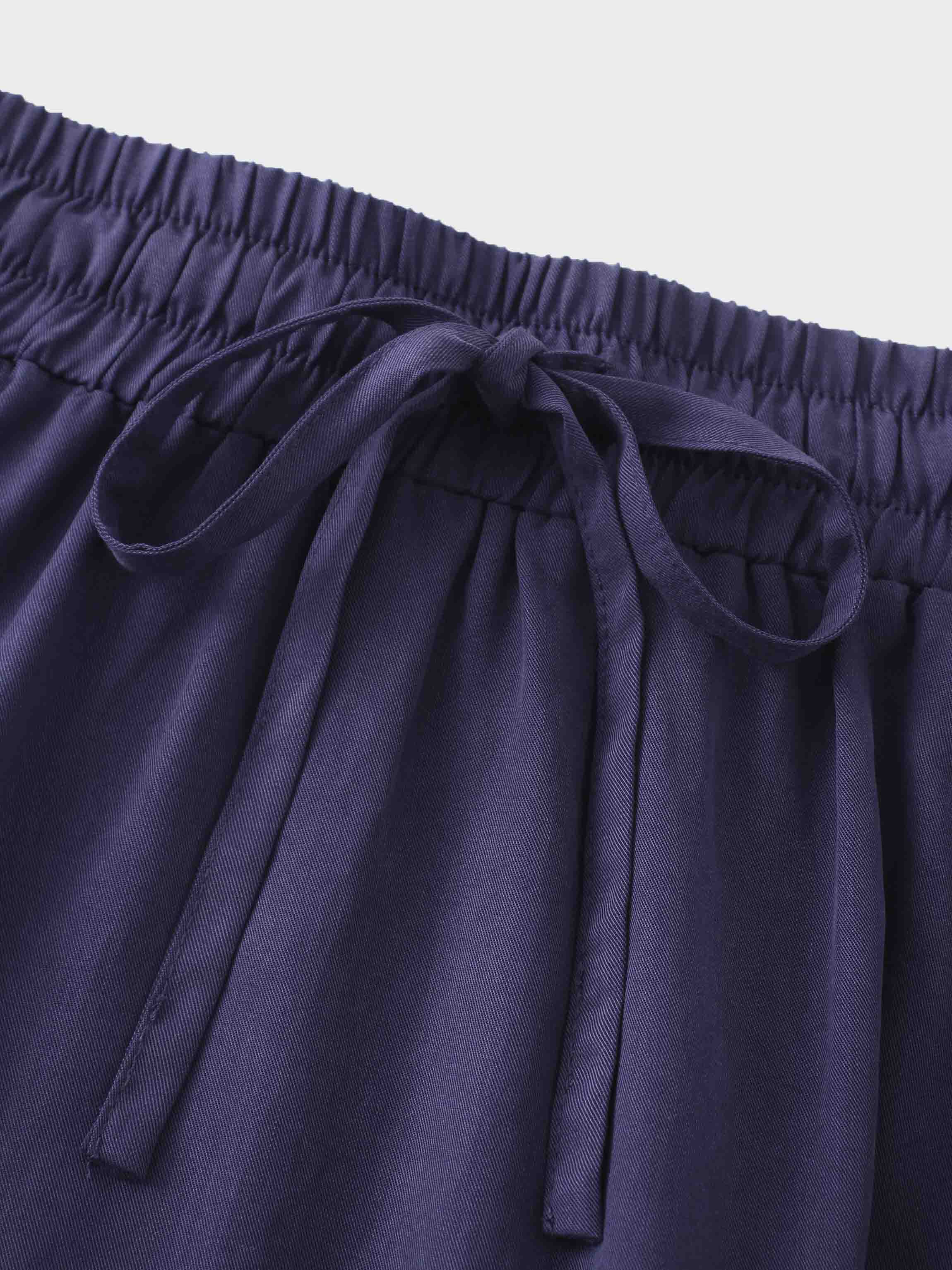 Drawstring Circle Skirt-Navy