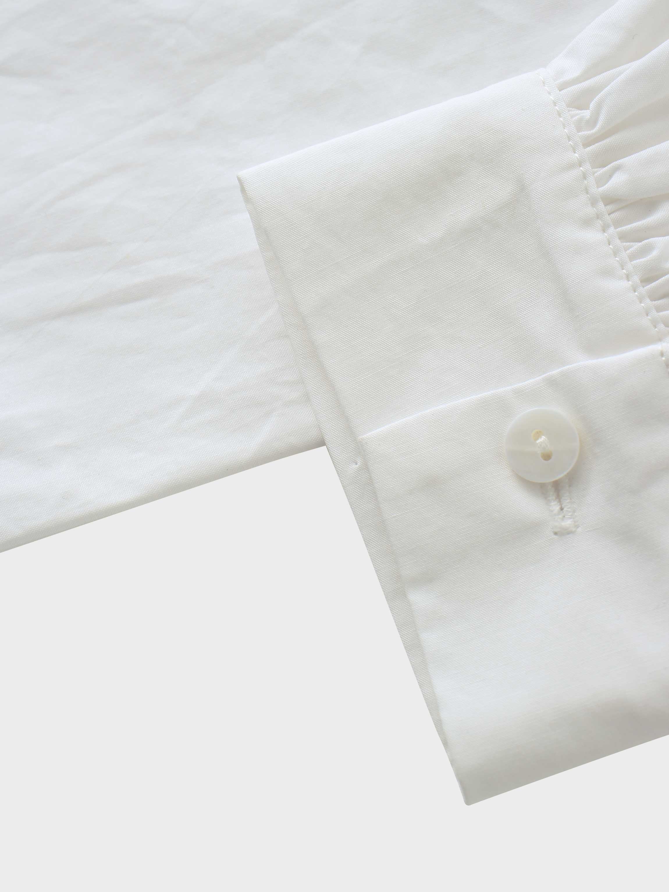 Pleated Sleeve Detail Blouse-White