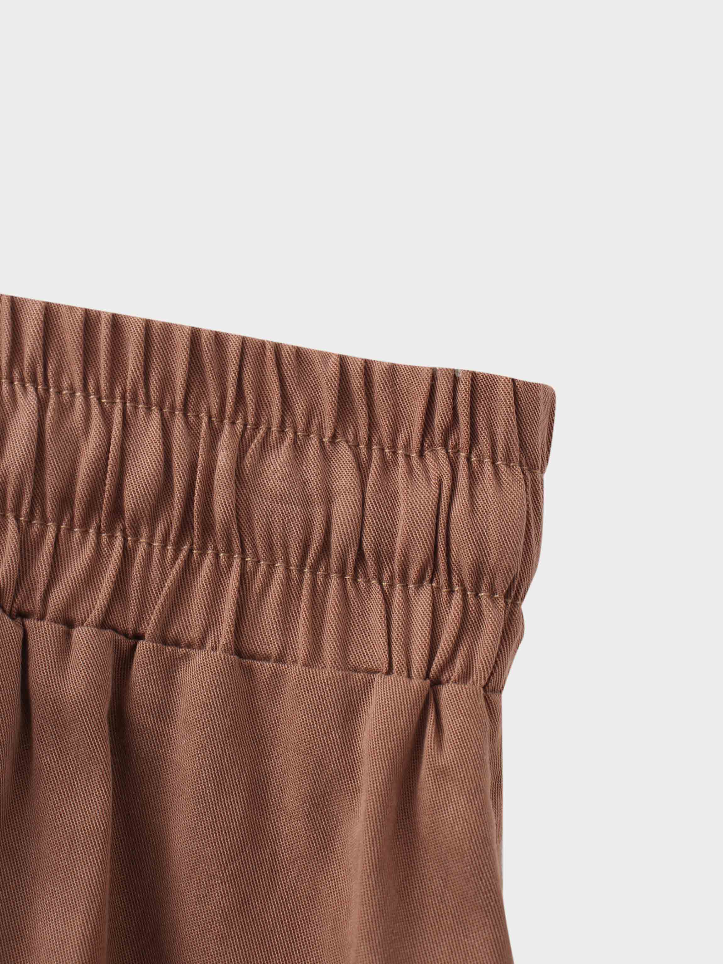 Drawstring Circle Skirt-Brown