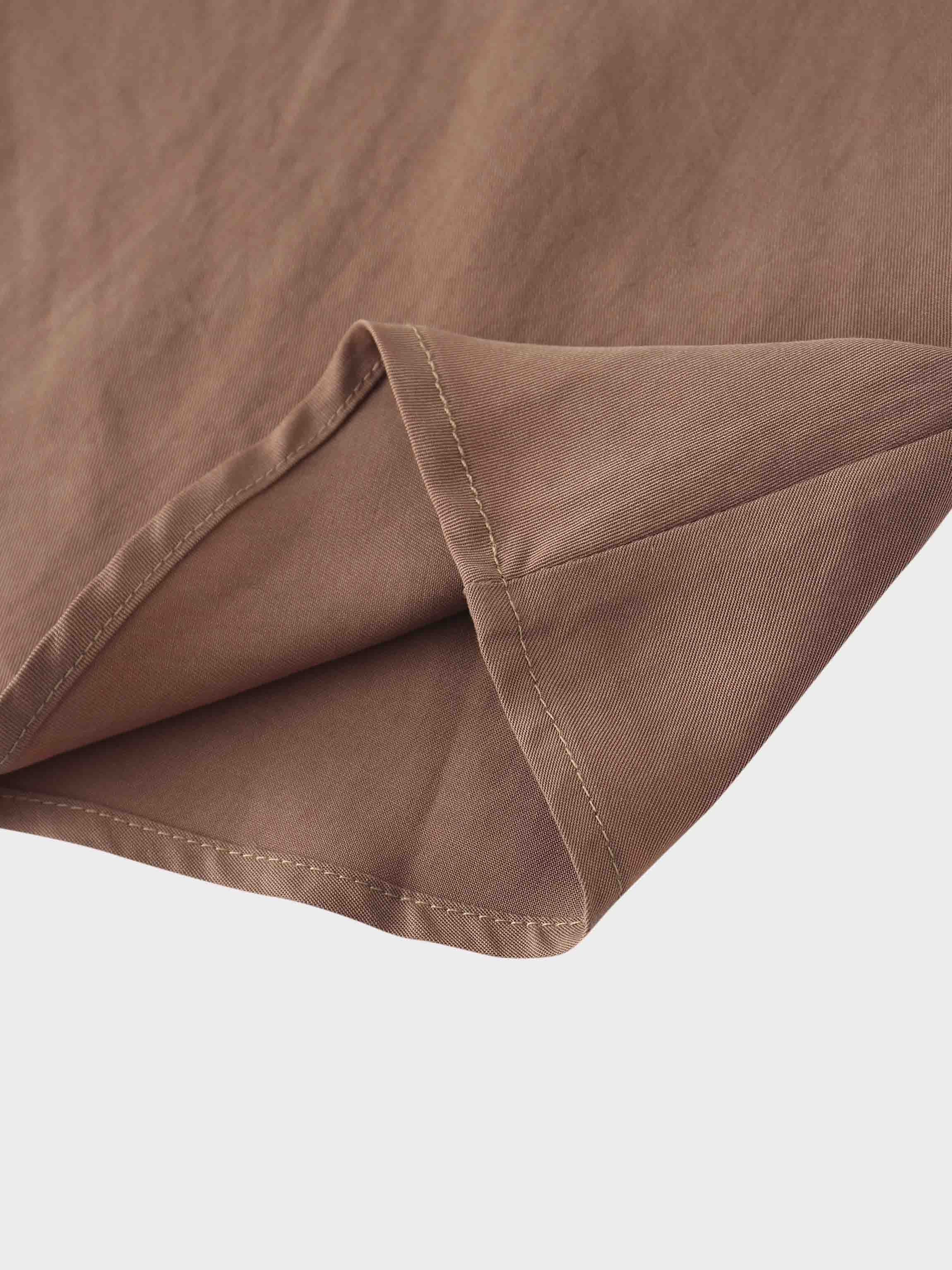 Drawstring Circle Skirt-Brown