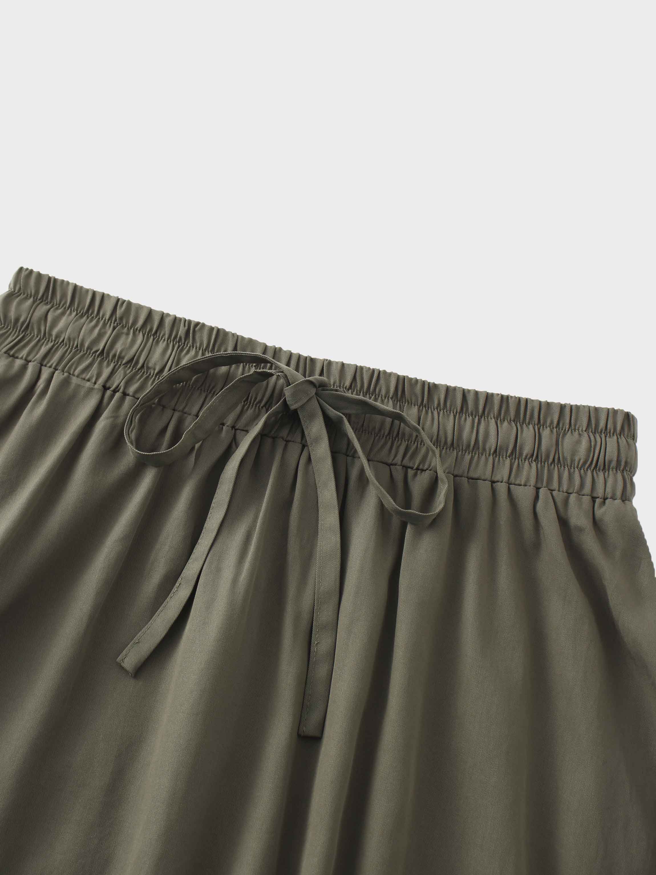 Drawstring Circle Skirt-Olive