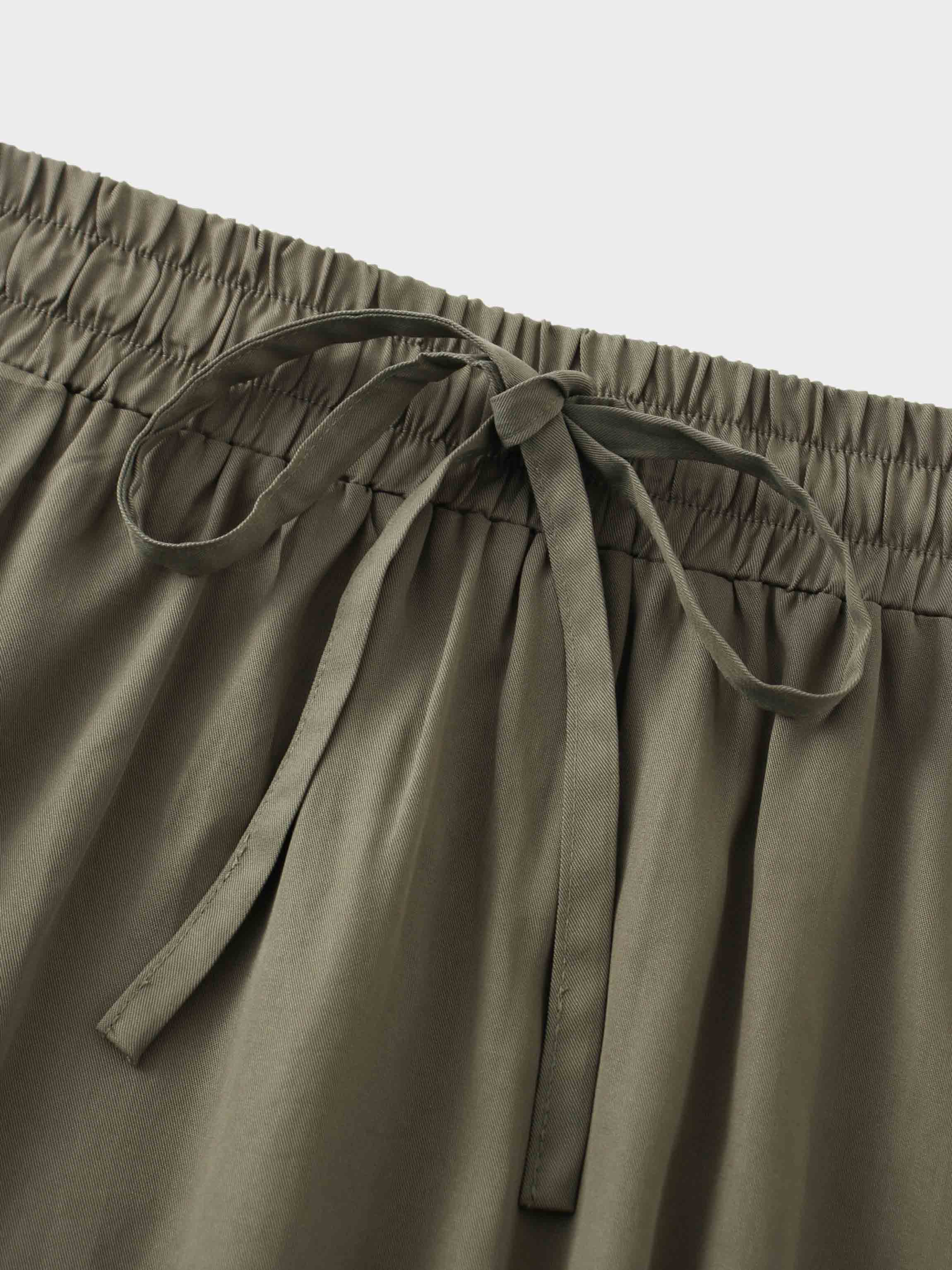 Drawstring Circle Skirt-Olive