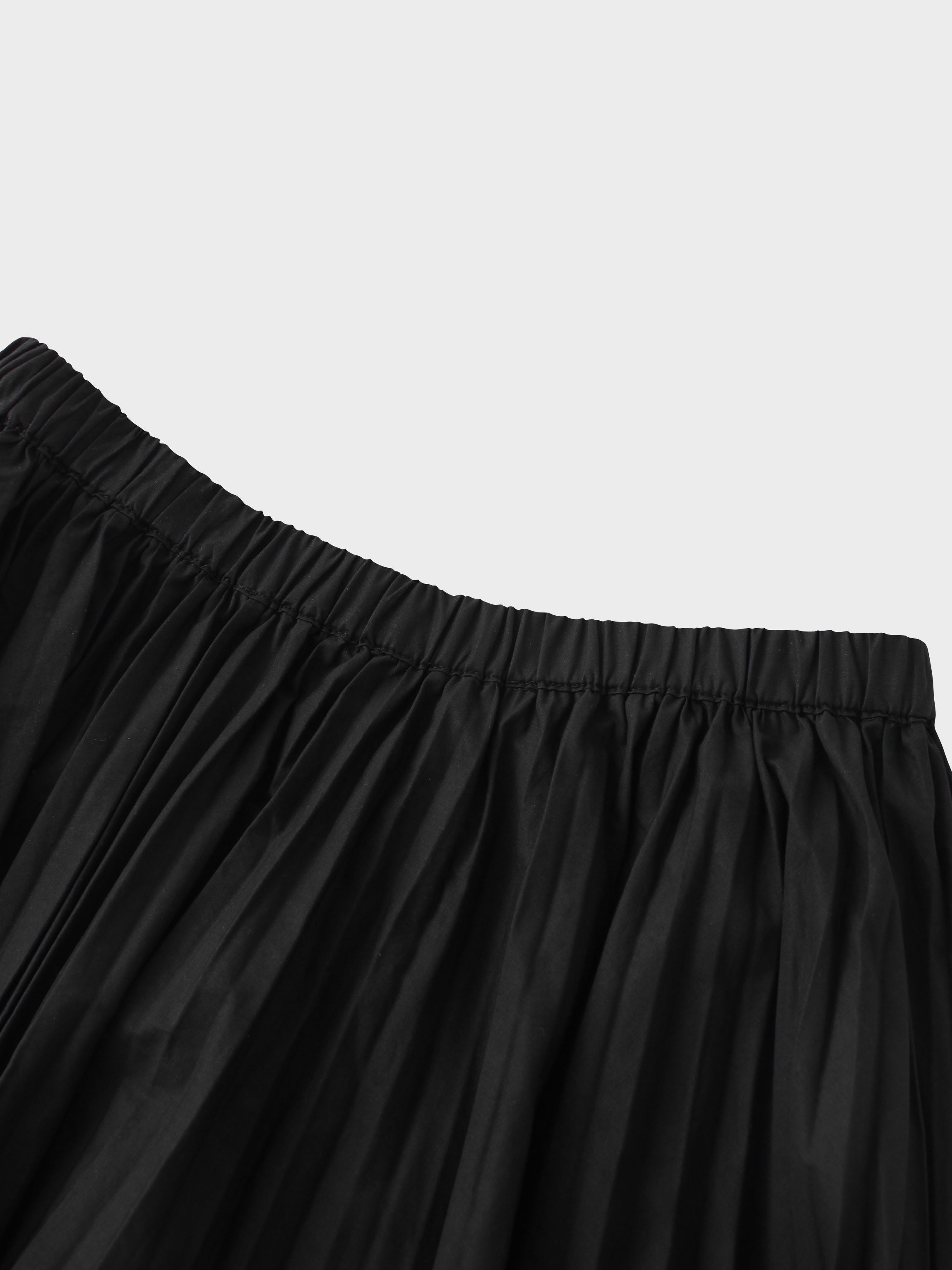Micro Pleat Elastic Waist Skirt-Black