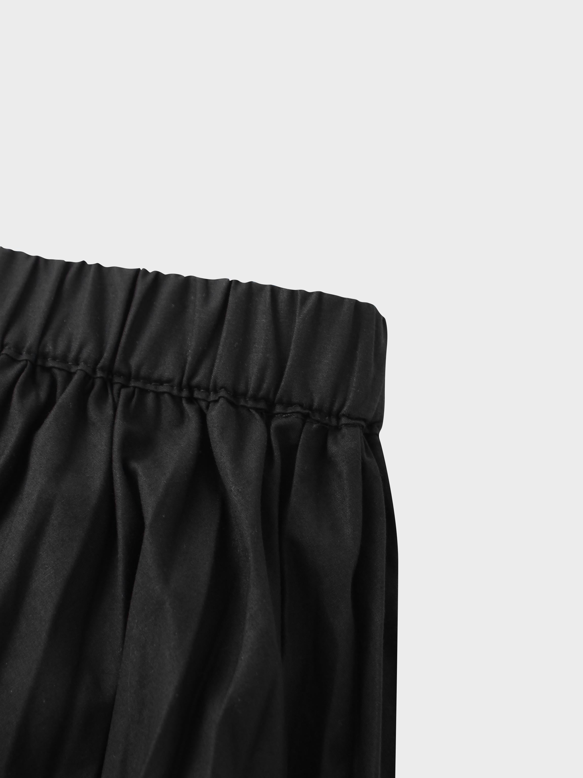 Micro Pleat Elastic Waist Skirt-Black
