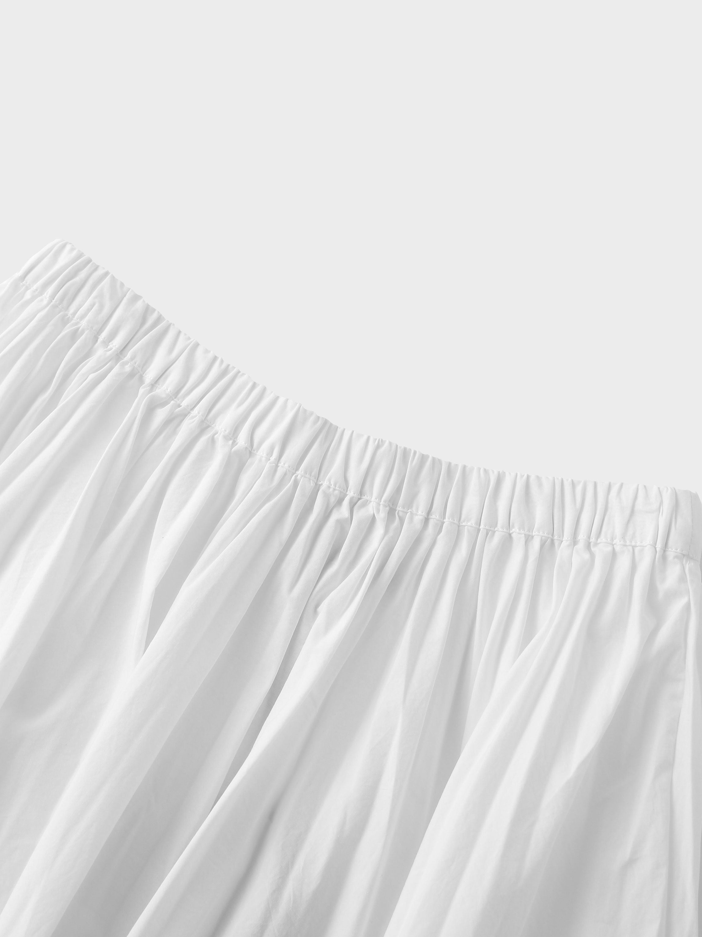 Micro Pleat Elastic Waist Skirt-White