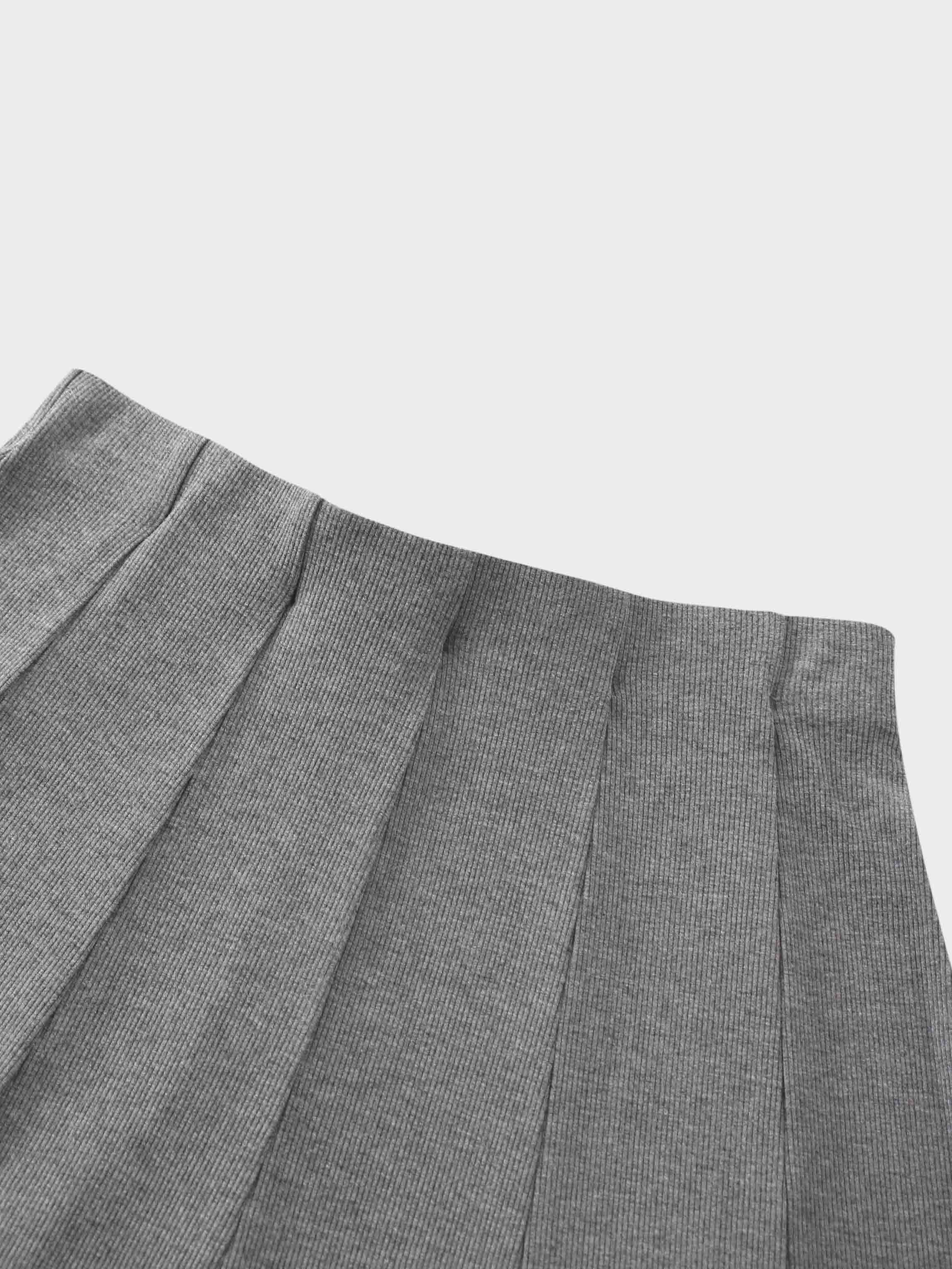 Panel Ribbed Skirt-Heathered Grey