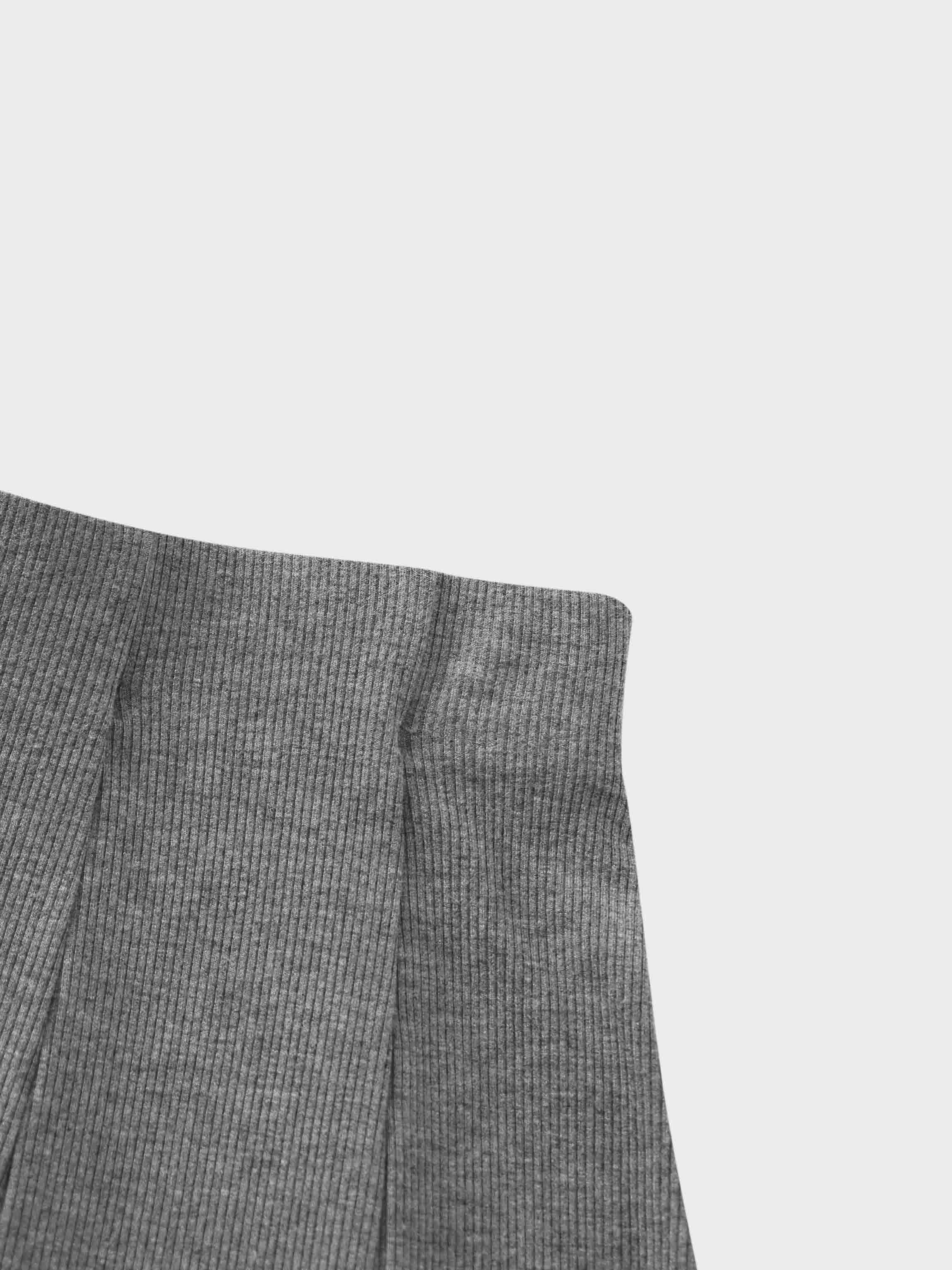 Panel Ribbed Skirt-Heathered Grey