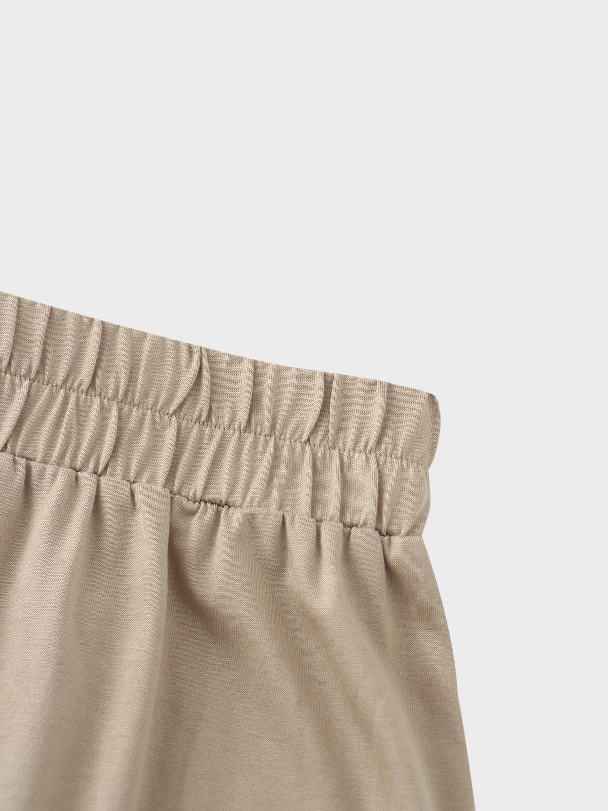 Elastic Waist T-Shirt Skirt-Taupe