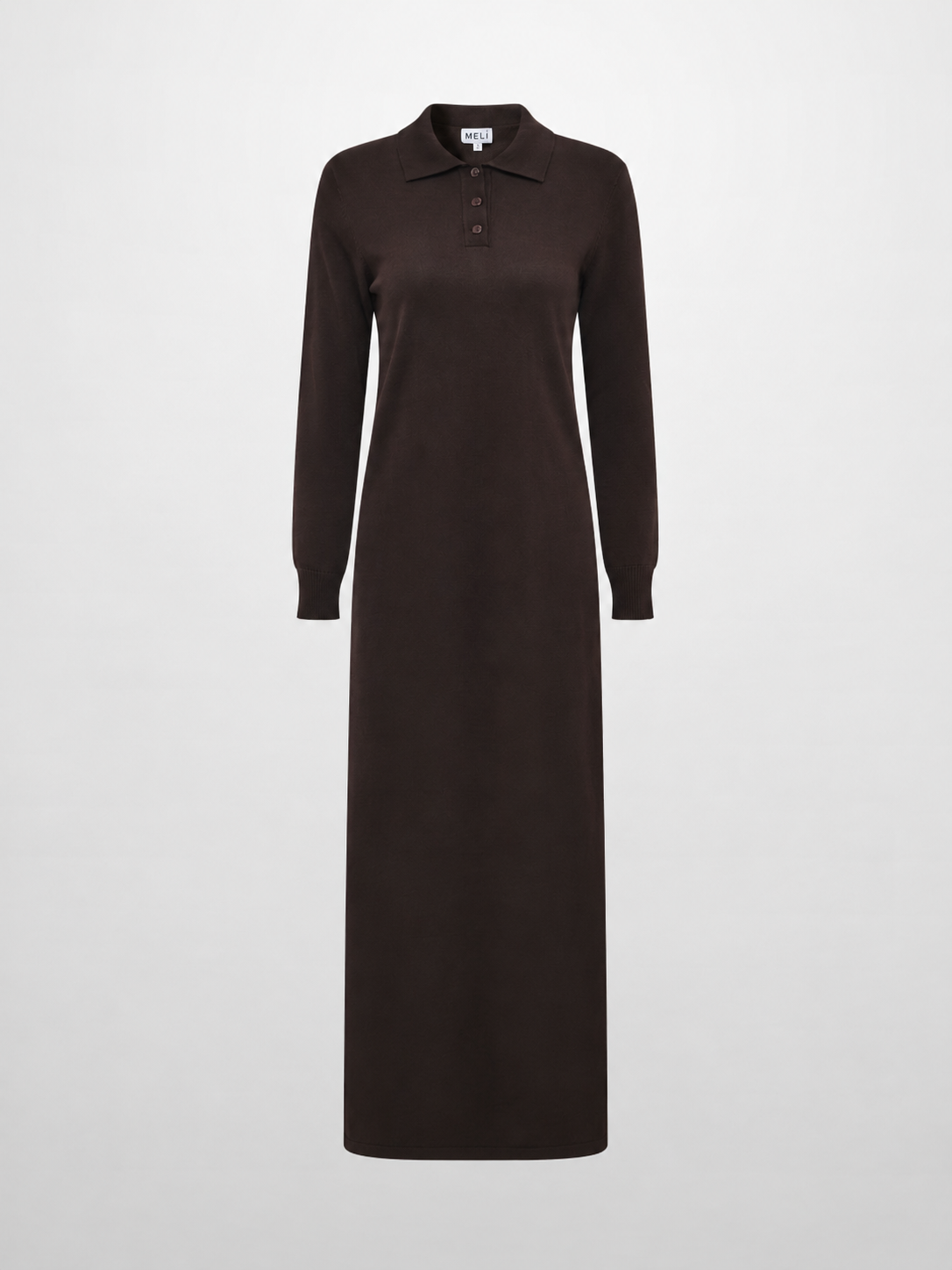 Knit Maxi Polo Dress - Brown